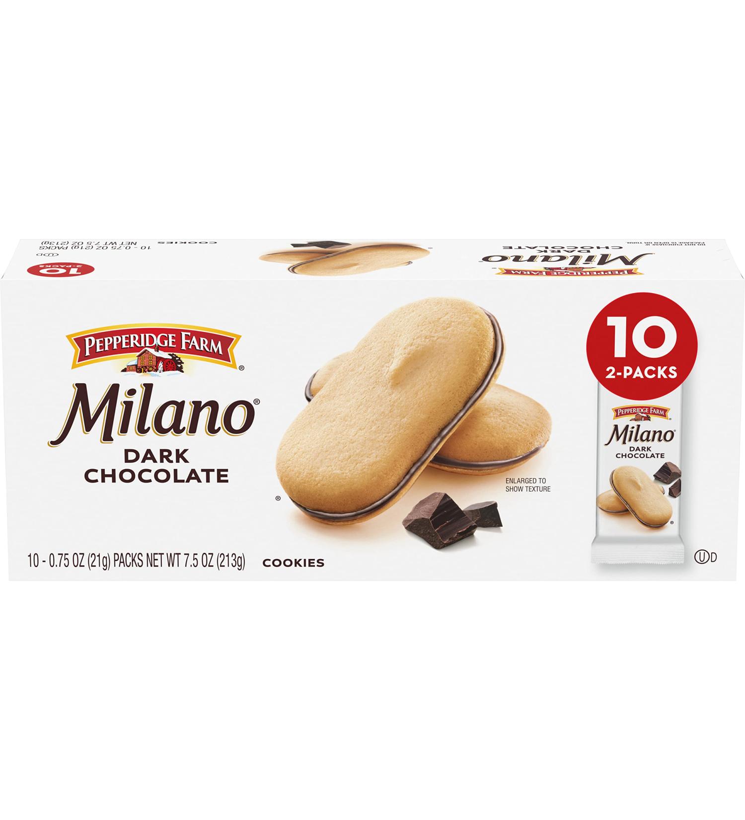 Pepperidge Farm Milano Cookies Dark Chocolate - 10 Packs (2 Cookies per Pack) - 20 Count Total - Buy Online on GoSupps.com