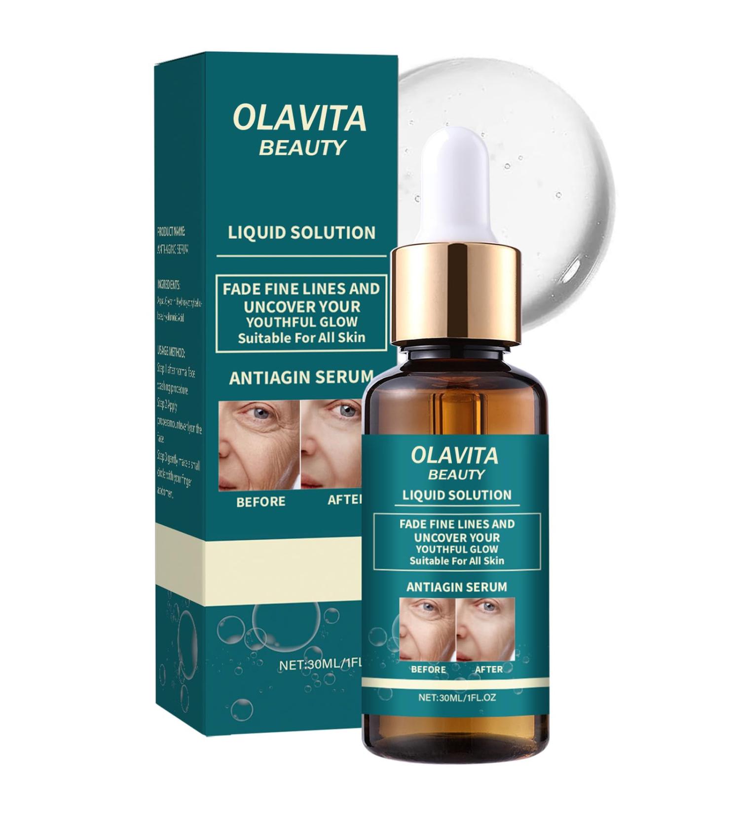 OLAVITA Liquid Solution Anti Aging Serum Upgraded version Olavita Facial Serum Intensely firms skin Smooths Fine Lines and Hydrates For Women with Mature and Daily Skincare - Buy Online on GoSupps.com
