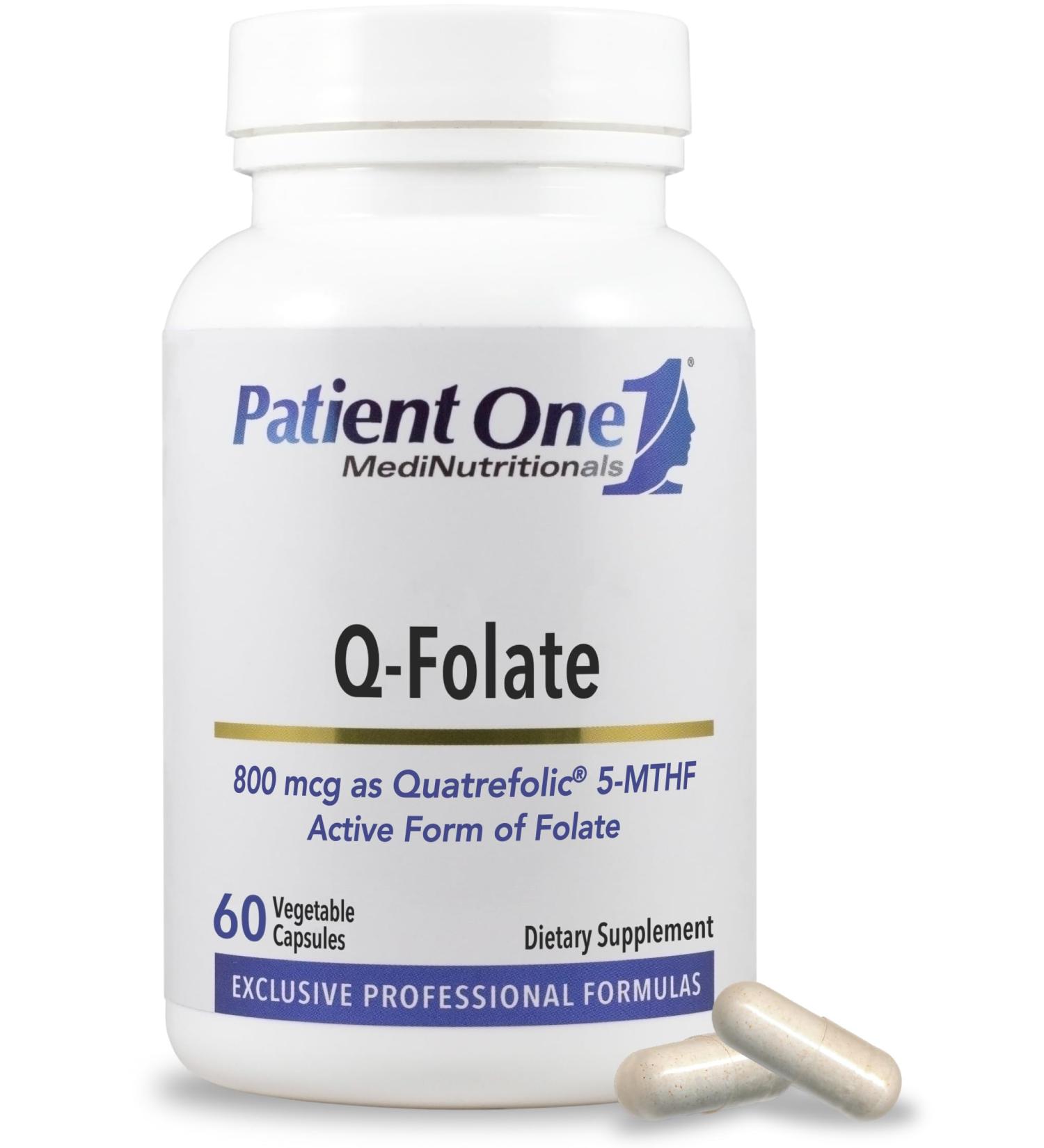 Patient One Q-Folate 800mcg | Supplement to Support Energy and Brain and Heart Health* | with Quatrefolic 5-MTHF Folate | 60 Capsules - Buy Online on GoSupps.com