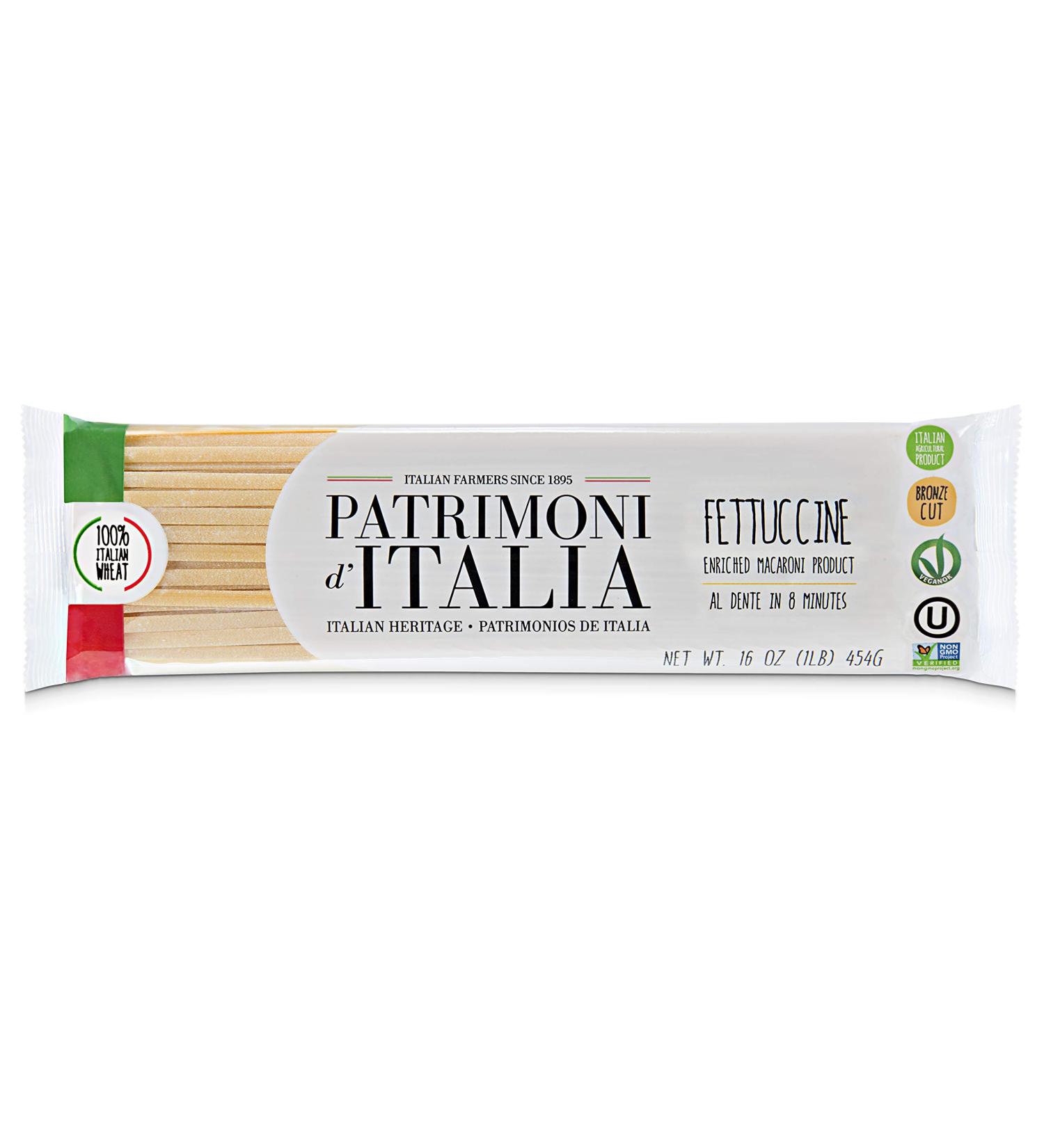 Patrimoni d'Italia Fettuccine 1 lb Yellow Dry Pasta - Authentic Italian Flavor - Buy Online on GoSupps.com
