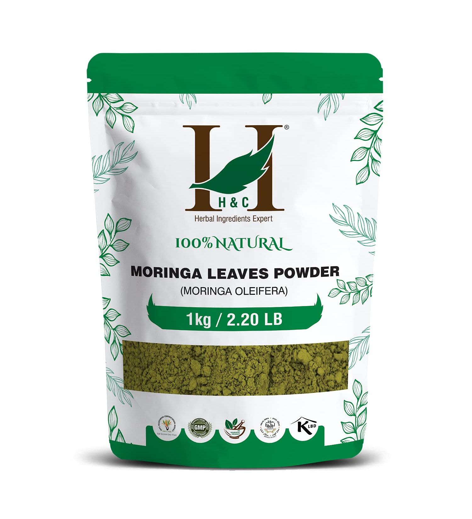 H&C Natural Moringa Leaves Powder - 1Kg Pack | Rich Superfood Supplement 1 kg (Pack of 1)