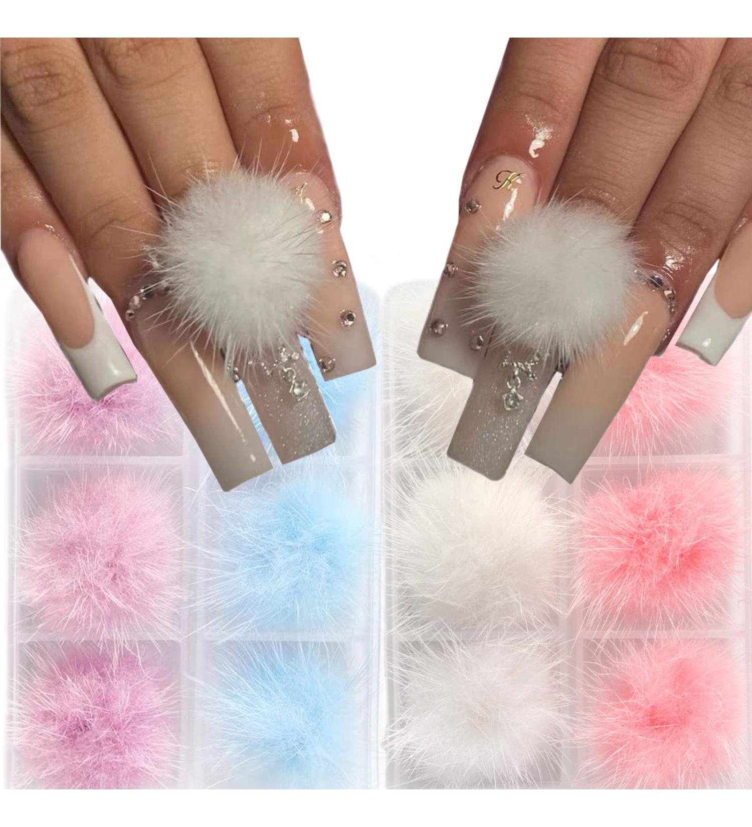 12 PCS 3D Magnetic Fluff Balls Nail Charms - Colorful Pom Pom Nail Art Supplies for Acrylic Nails - Buy Online on GoSupps.com