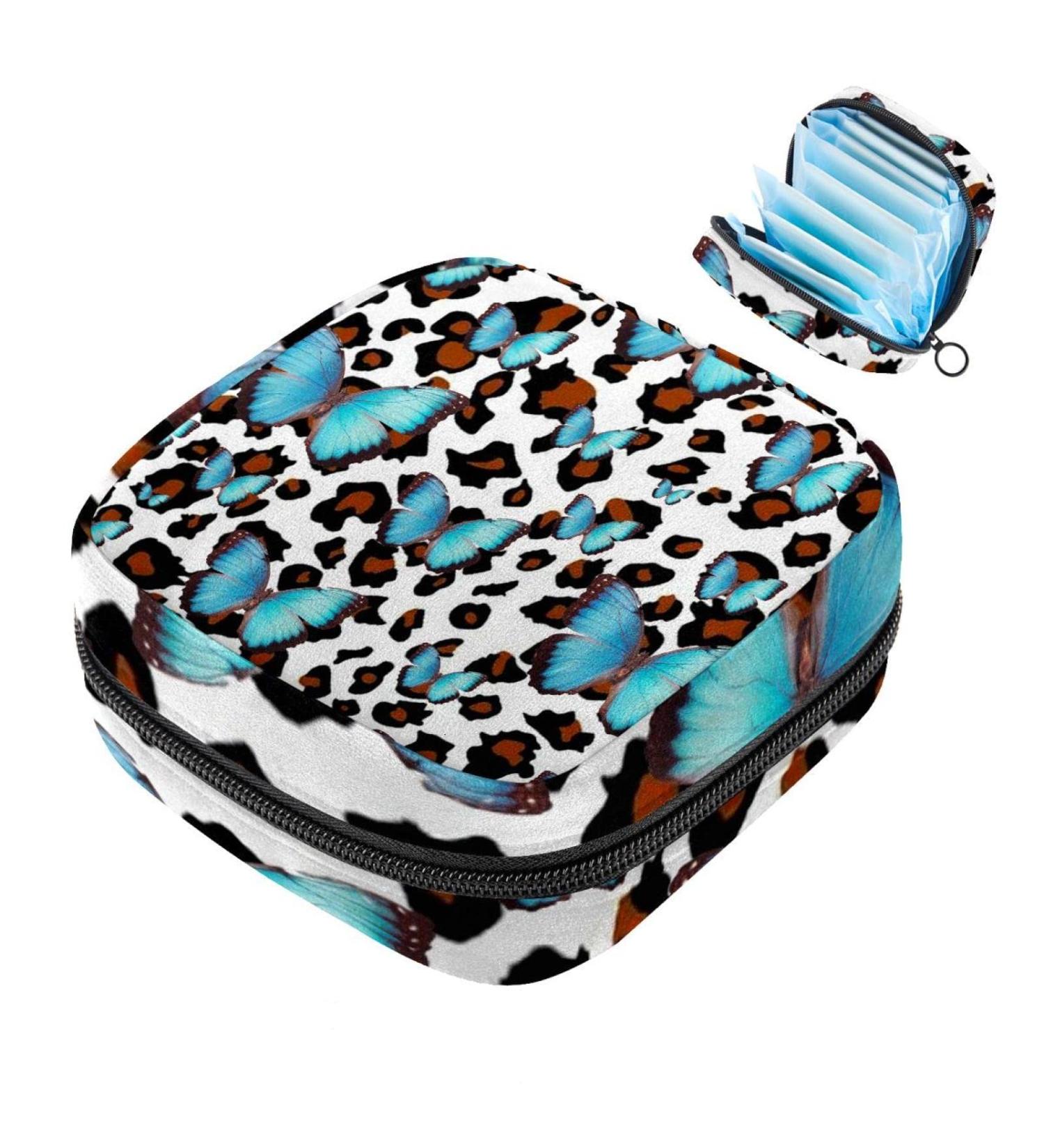 Buy Portable Women's Bandages Storage Bags - Blue Butterfly & Leopard Patterns for Menstruation | International Shipping - Buy Online on GoSupps.com
