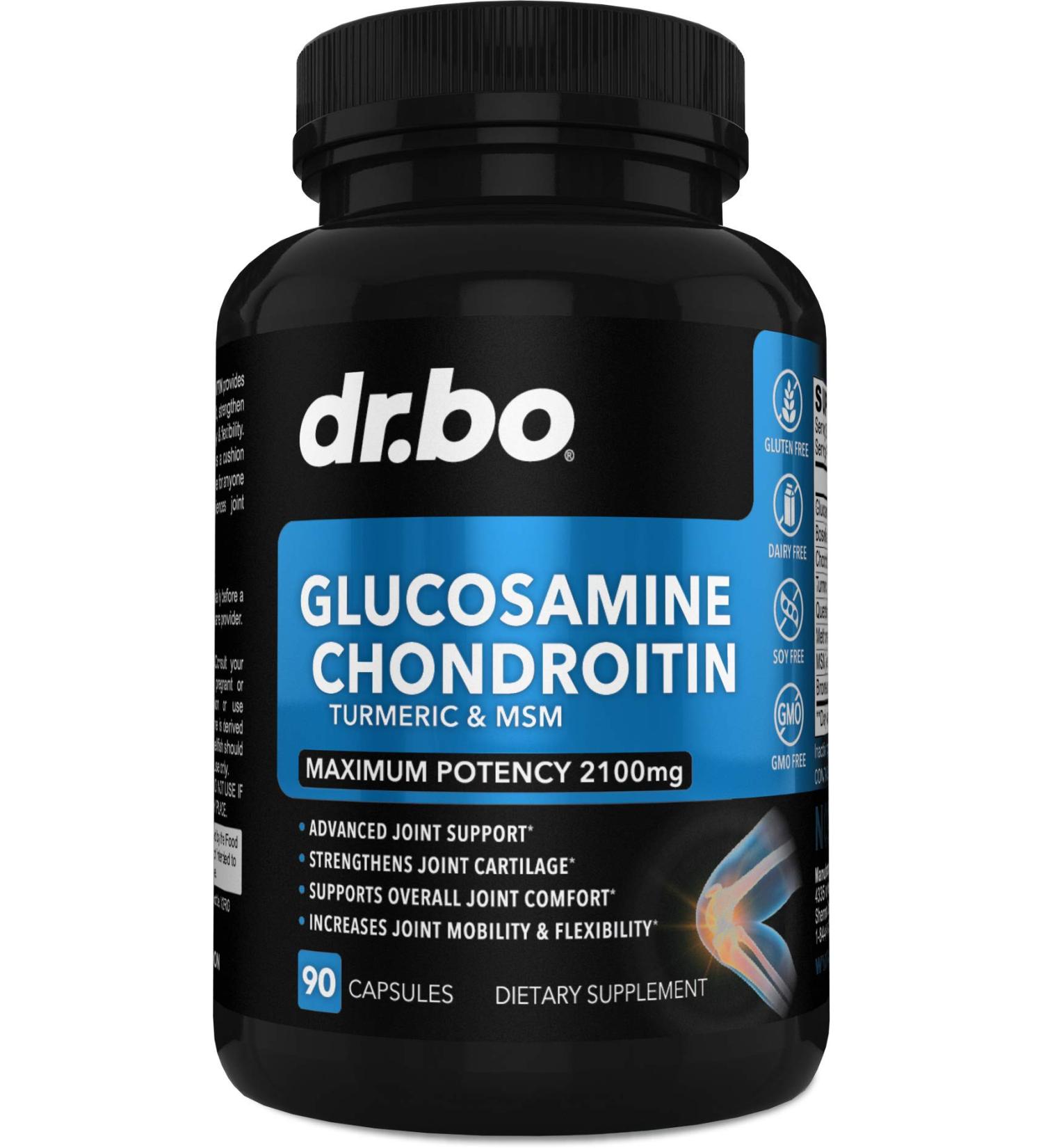 Glucosamine Chondroitin Turmeric MSM 2100mg Joint Pain Relief Supplement - Bone Health Support for Men & Women - Buy Online on GoSupps.com