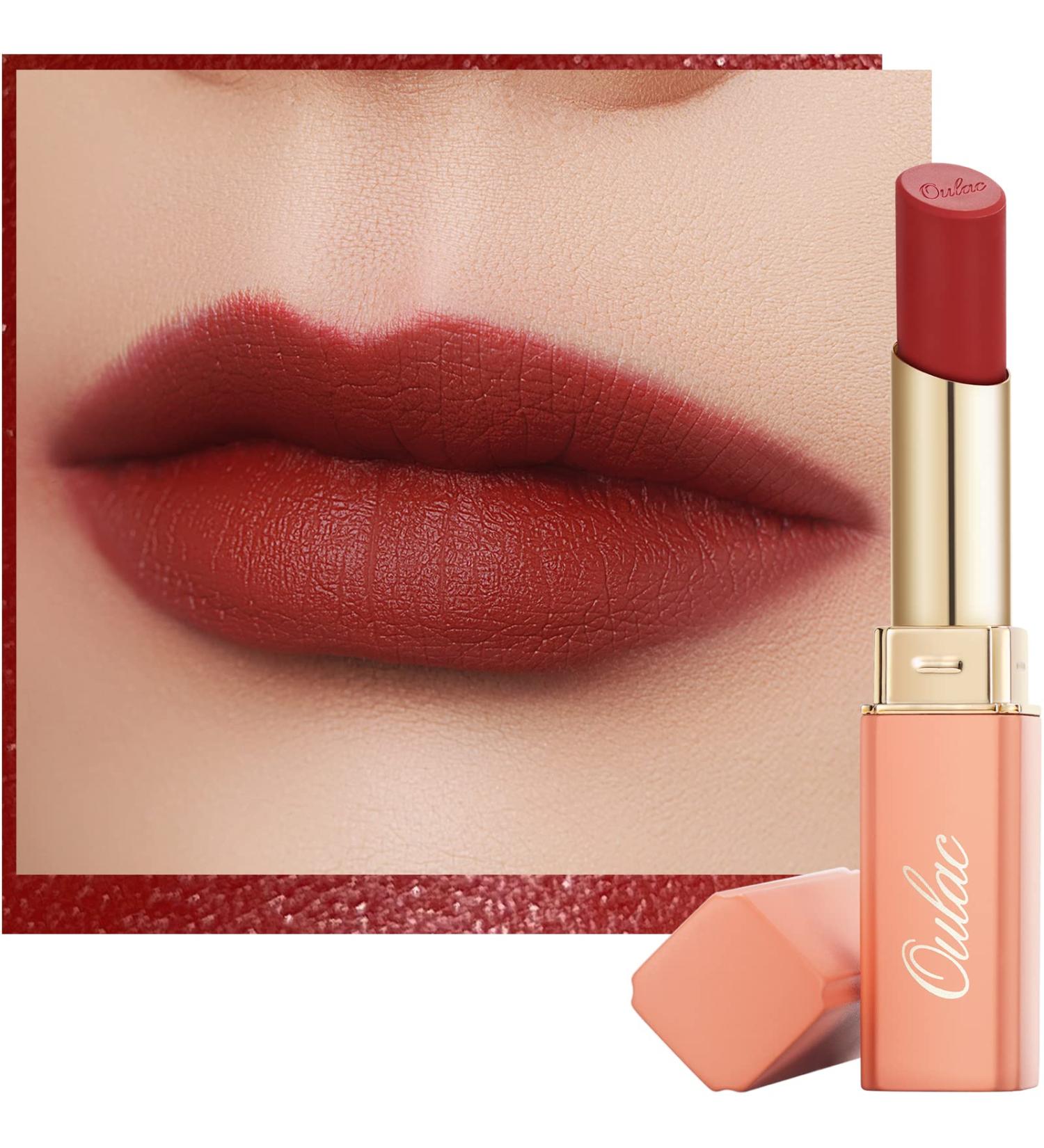 Oulac Soft Matte Lipstick - Long Lasting Vegan Lip Colour with Rose Oil - Once Bitten(Y14) - Buy Online on GoSupps.com