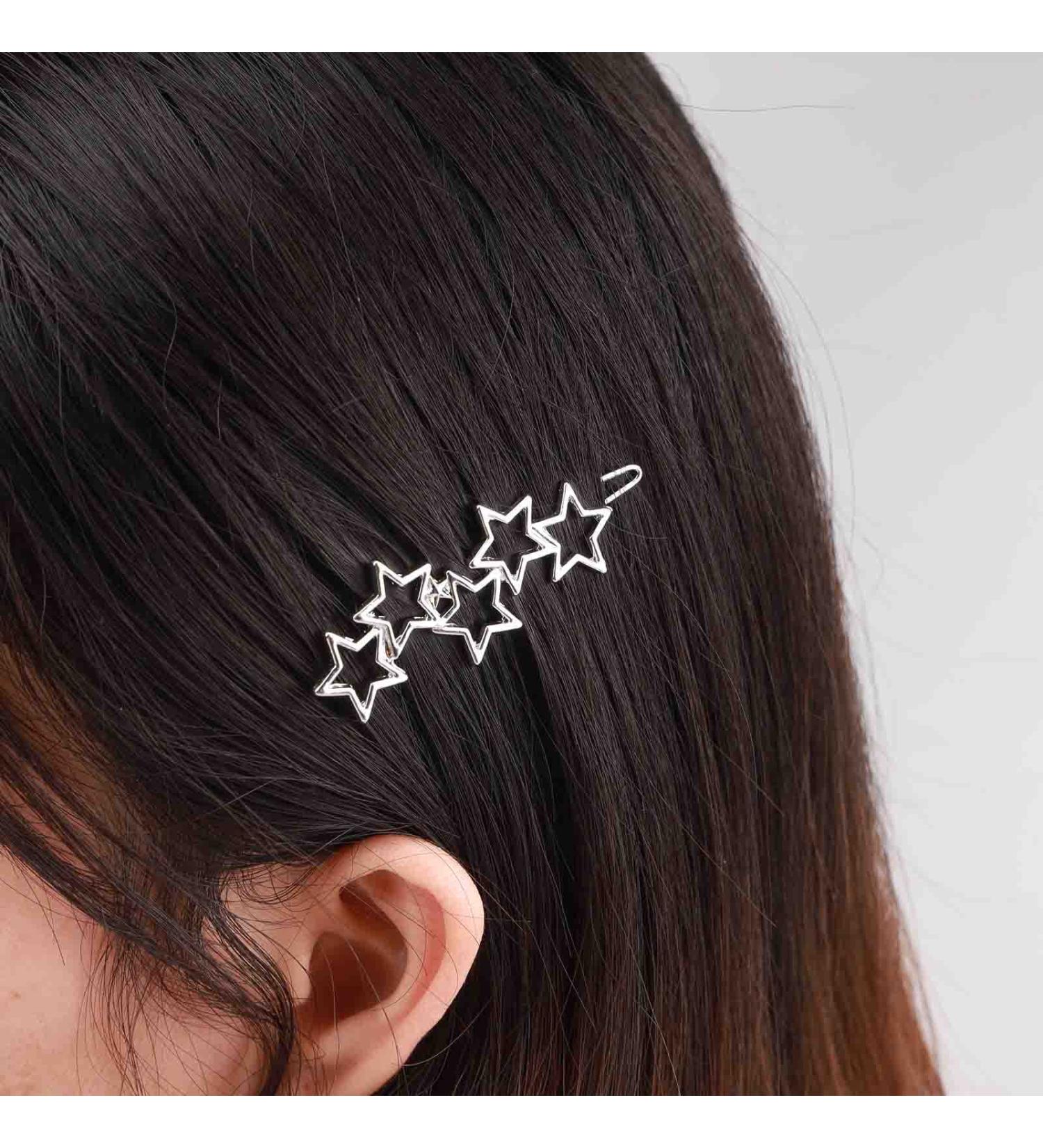 YienDoo Stars Hair Clips Barrette - Vintage Silver Star Cluster Hair Pin for Women and Girls - Buy Online on GoSupps.com