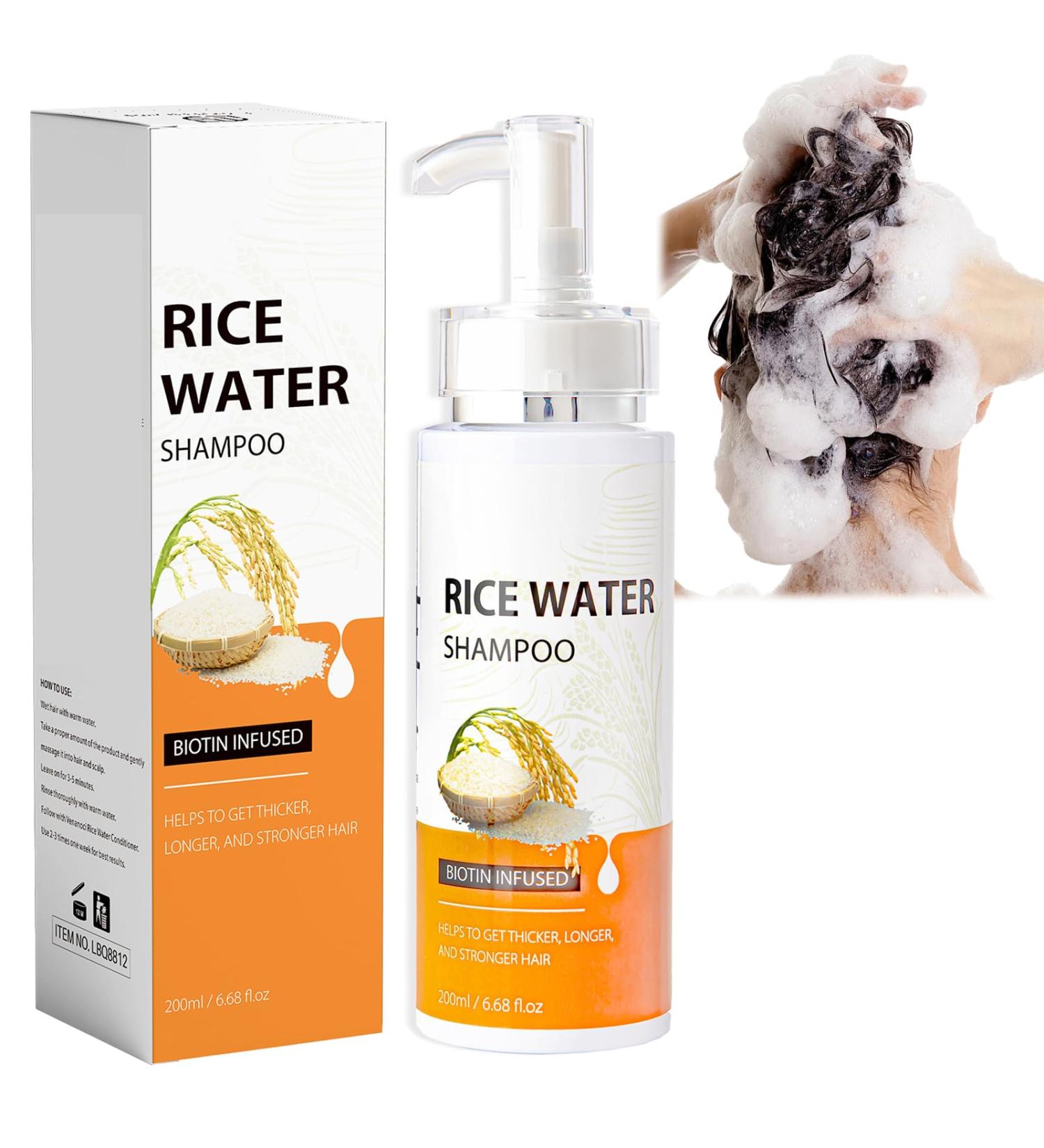 Rice water shampoo 200 ml rice water shampoo cleansing hair nourishes frizz dry hair hair shine care shampoo shampoo - Buy Online on GoSupps.com