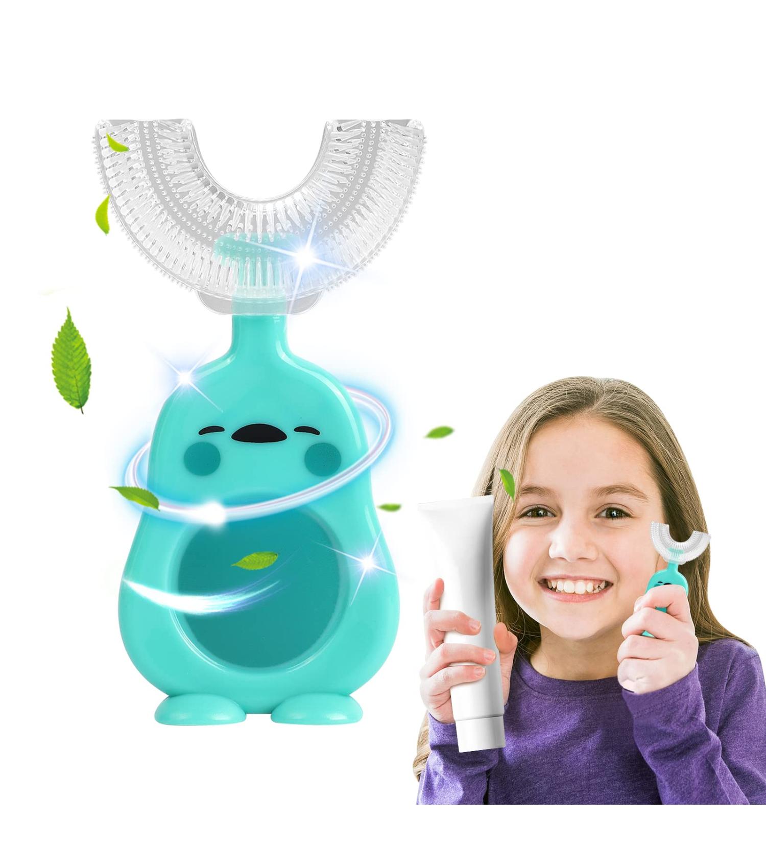 U Shaped Kids Toothbrush with Silicone Bristles - BPA Free Duck Design for Whole Mouth Oral Cleaning (7-12 Years) - Buy Online on GoSupps.com
