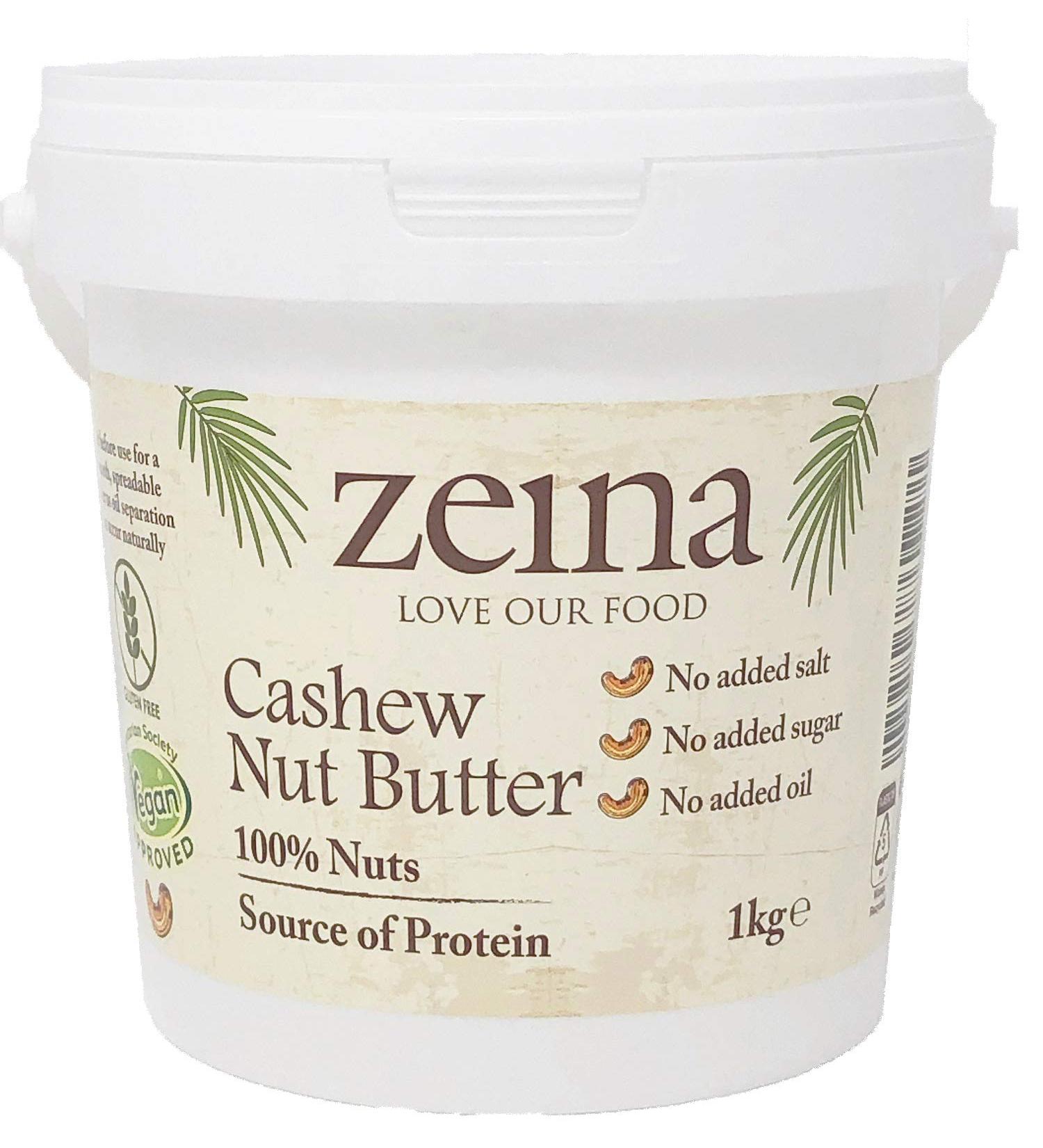 Zeina Cashew Butter (1Kg) - Roasted Smooth Cashew Nut Butter with Source of Protein Vegan Approved and Gluten-Free for Healthy Snacks Home Cooking and Baking - Buy Online on GoSupps.com