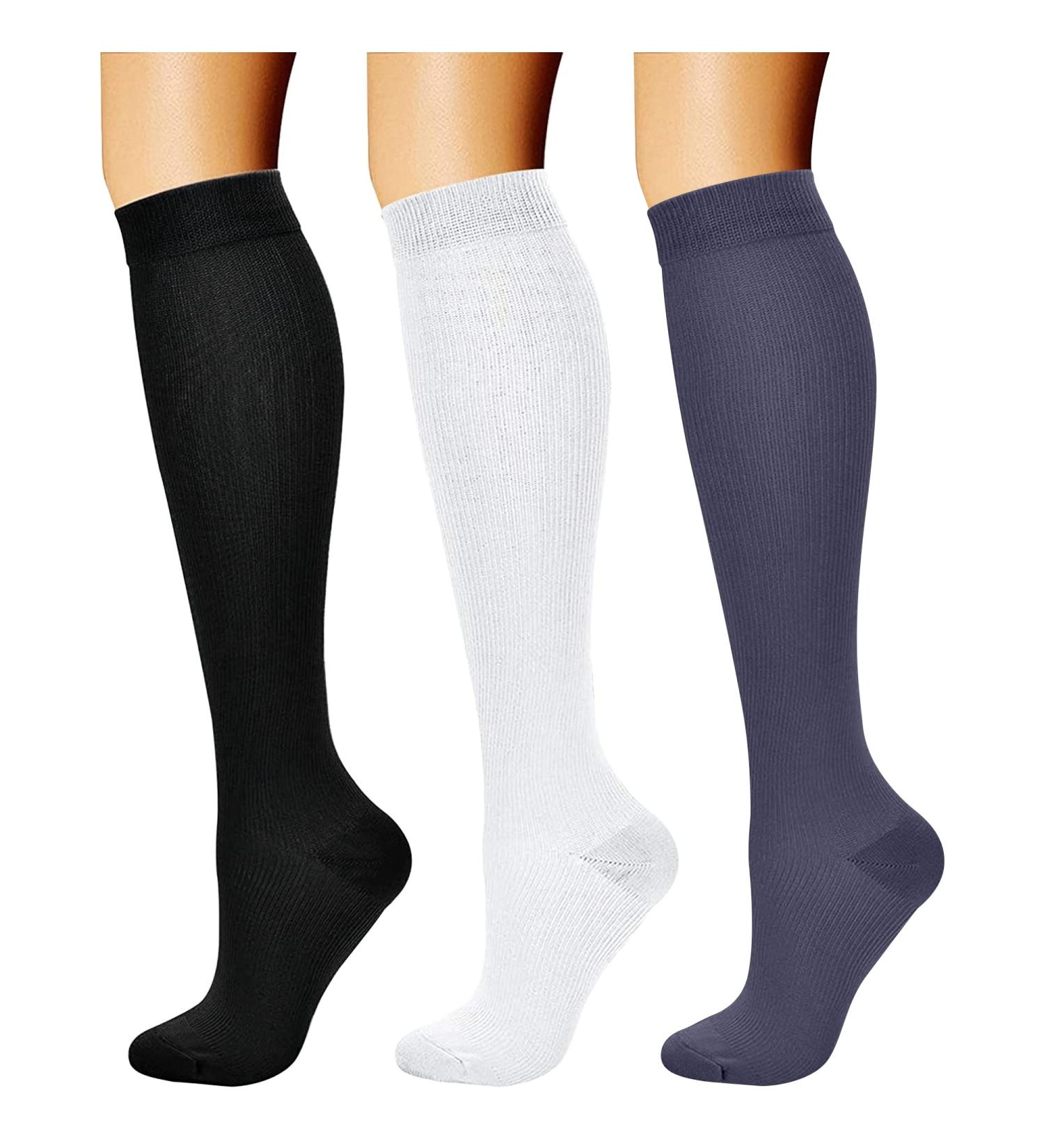 Charmking Compression Stockings for Men & Women | 15-20 mmHg Support for Running & Cycling | 8 Pairs in S-M - Black/White/Navy - Buy Online on GoSupps.com
