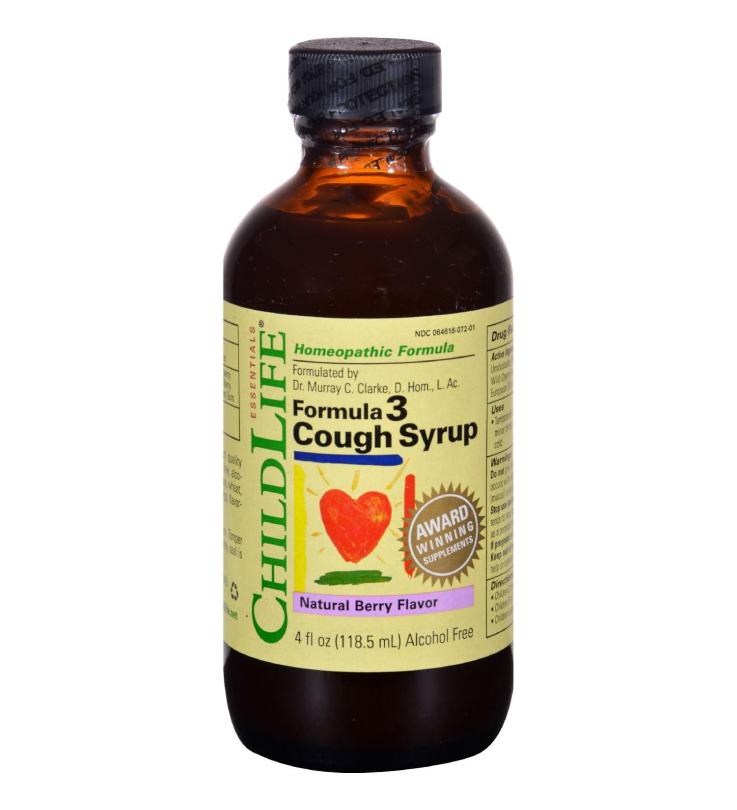 Child Life Essentials Formula #3 Cough Syrup Natural Berry Flavor - 4 Oz Pack of 3