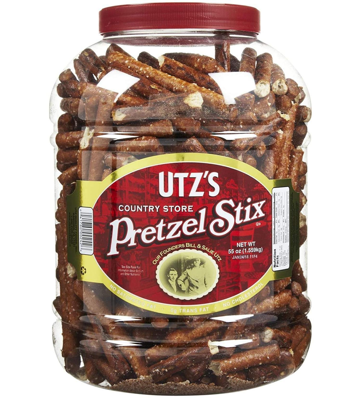 Utz Country Store Pretzel Stix 55 oz. Barrel - Thick Crunchy Pretzel Sticks - Perfect for Dipping - 3.43 lb Pack - Zero Cholesterol - Buy Online on GoSupps.com