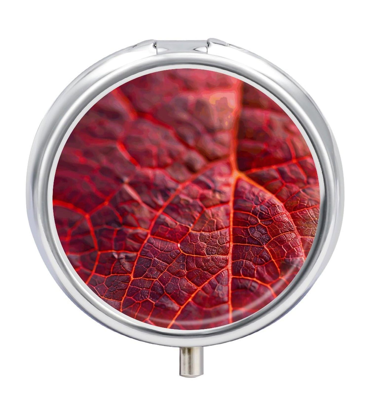 Portable 3-Compartment Pill Box - Travel-Friendly Medicine Organizer with Leaf Print Design for Purse & Pocket - Buy Online on GoSupps.com