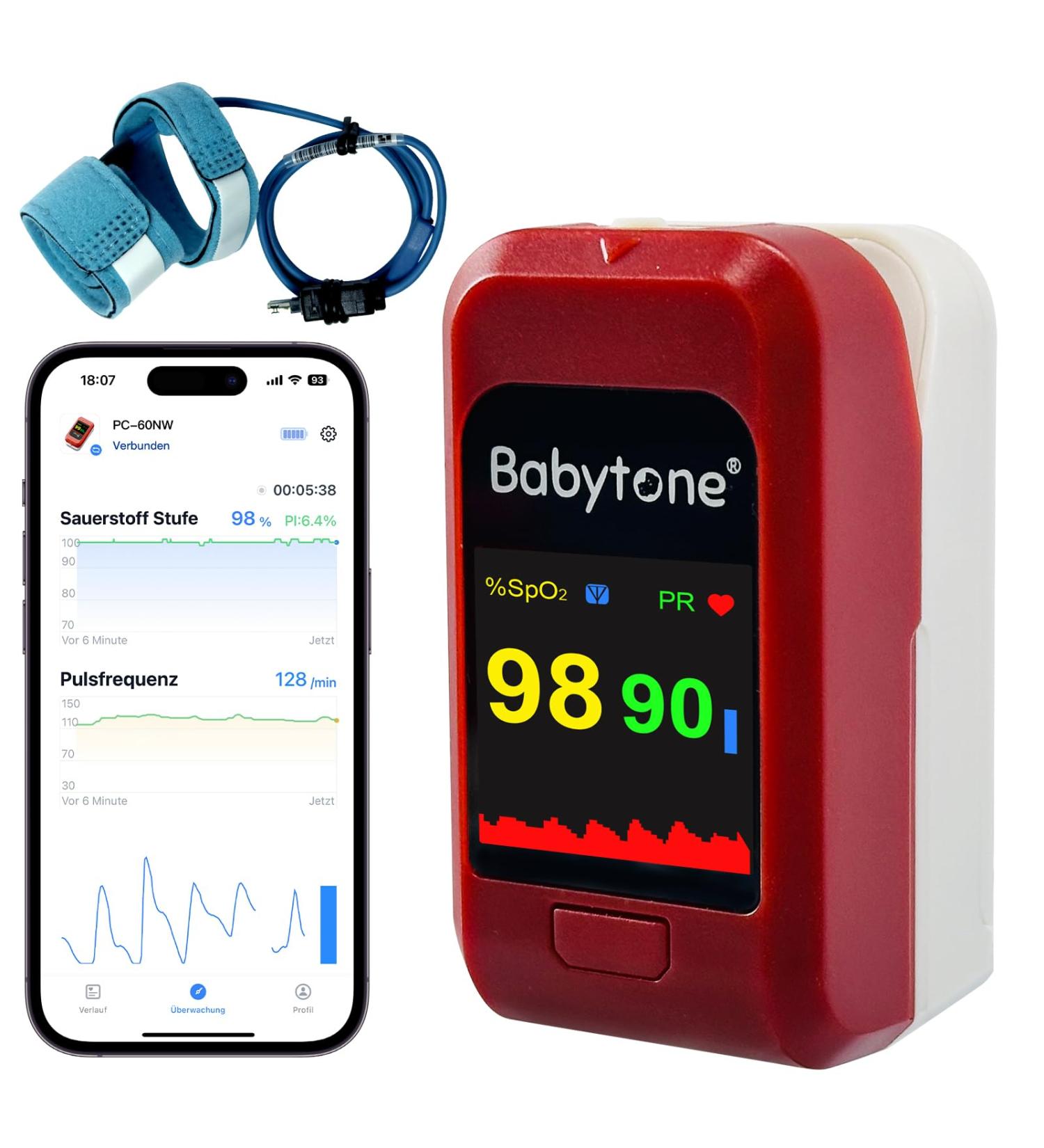 Buy Baby Tone Pulse Oximeter - Accurate Blood Oxygen & Heart Rate Monitor for Kids & Adults | App Integration & Alarm Feature | Fast International Shipping - Buy Online on GoSupps.com