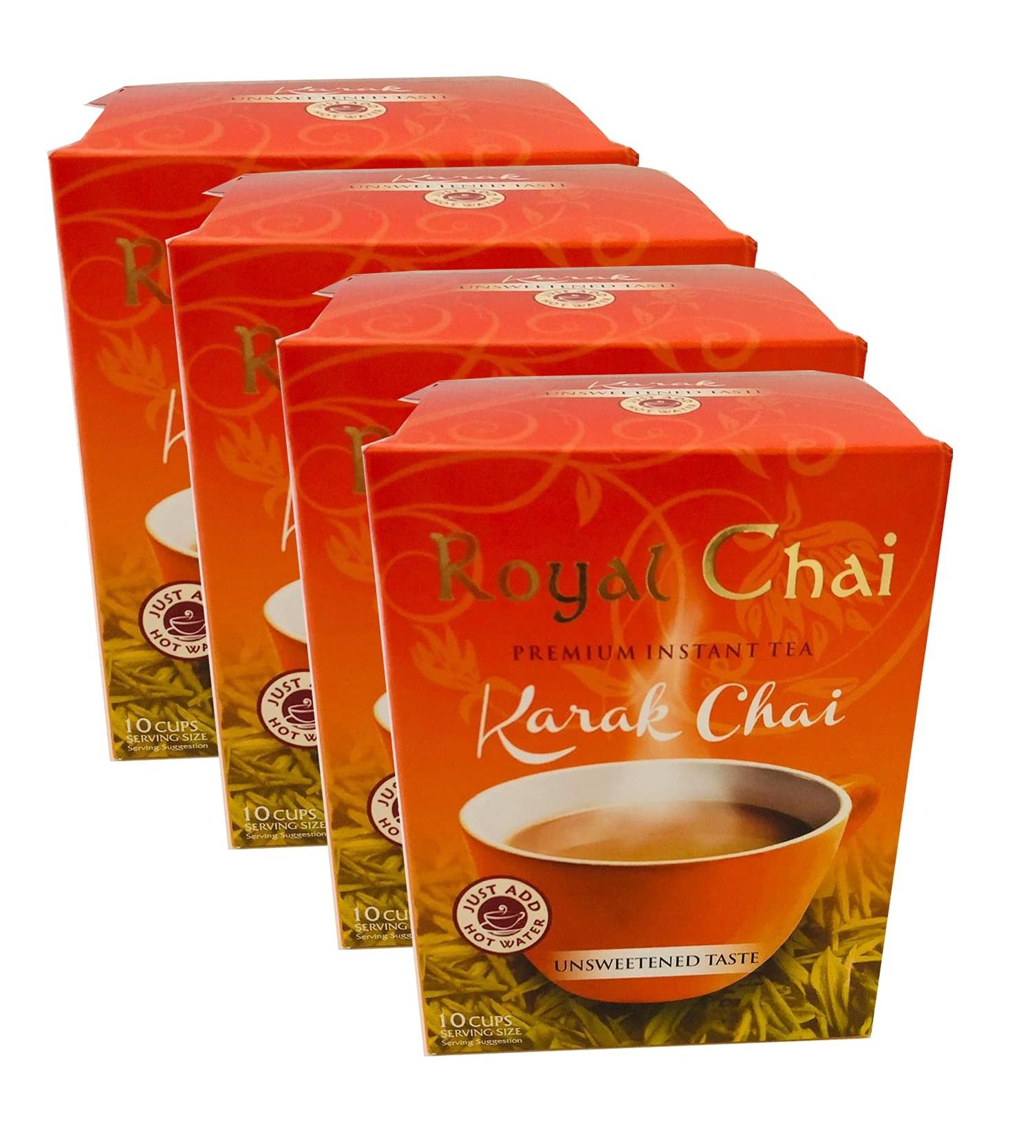  Royal Chai Royal Chai Karak Chai Unsweetened 180g (Pack of 4) - Premium Instant Tea - Karak Tea - Natural - Instant Karak Tea - Buy Online on GoSupps.com