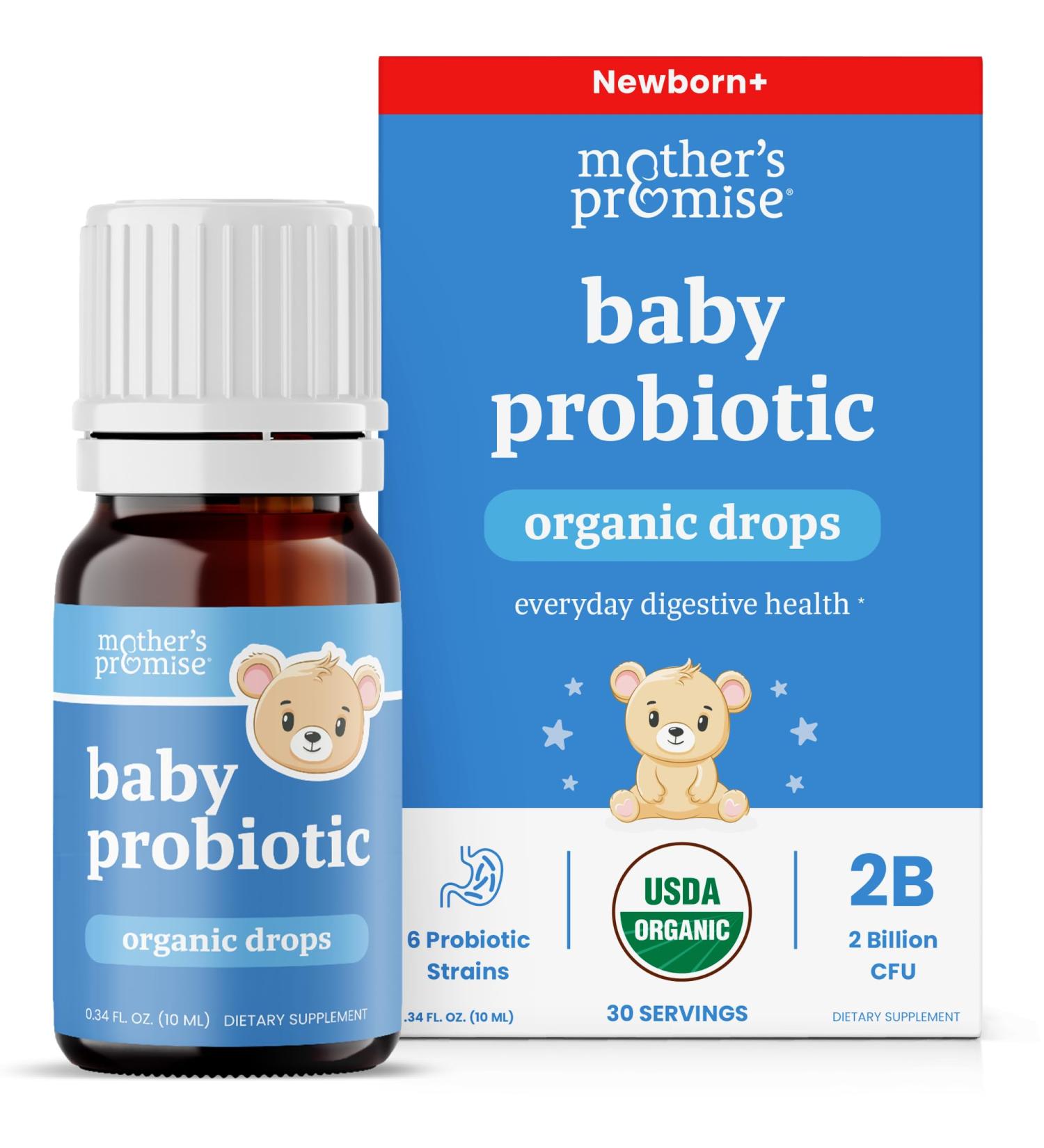 USDA Organic Baby Probiotic Drops for Infants | Colic Reflux Gas & Constipation Relief | Digestive & Immune Support for Newborns (0-24 Months - Buy Online on GoSupps.com