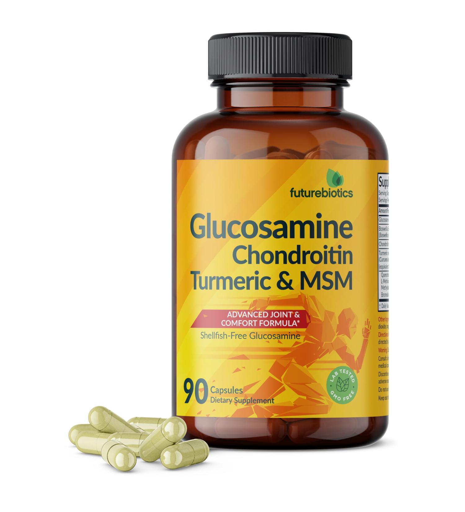 Futurebiotics Glucosamine Chondroitin Turmeric & MSM Advanced Joint Formula Supports Healthy Joints & Mobility - Non-GMO 90 Capsules 90 Count (Pack of 1) - Buy Online on GoSupps.com