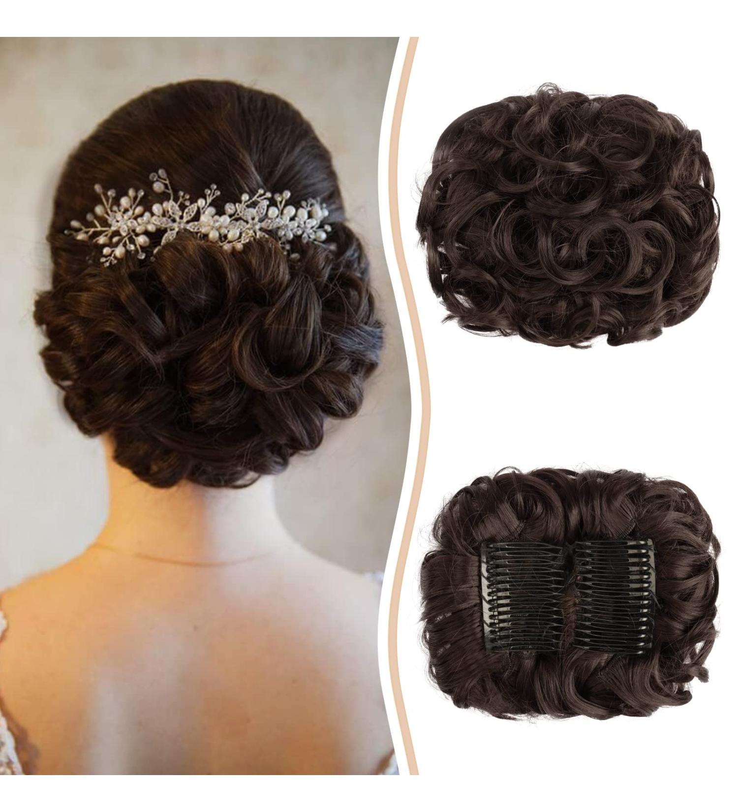 Sofeiyan Messy Bun Hair Piece - Wavy Curly Hair Extension for Women | Darkest Brown to Black - Buy Online on GoSupps.com