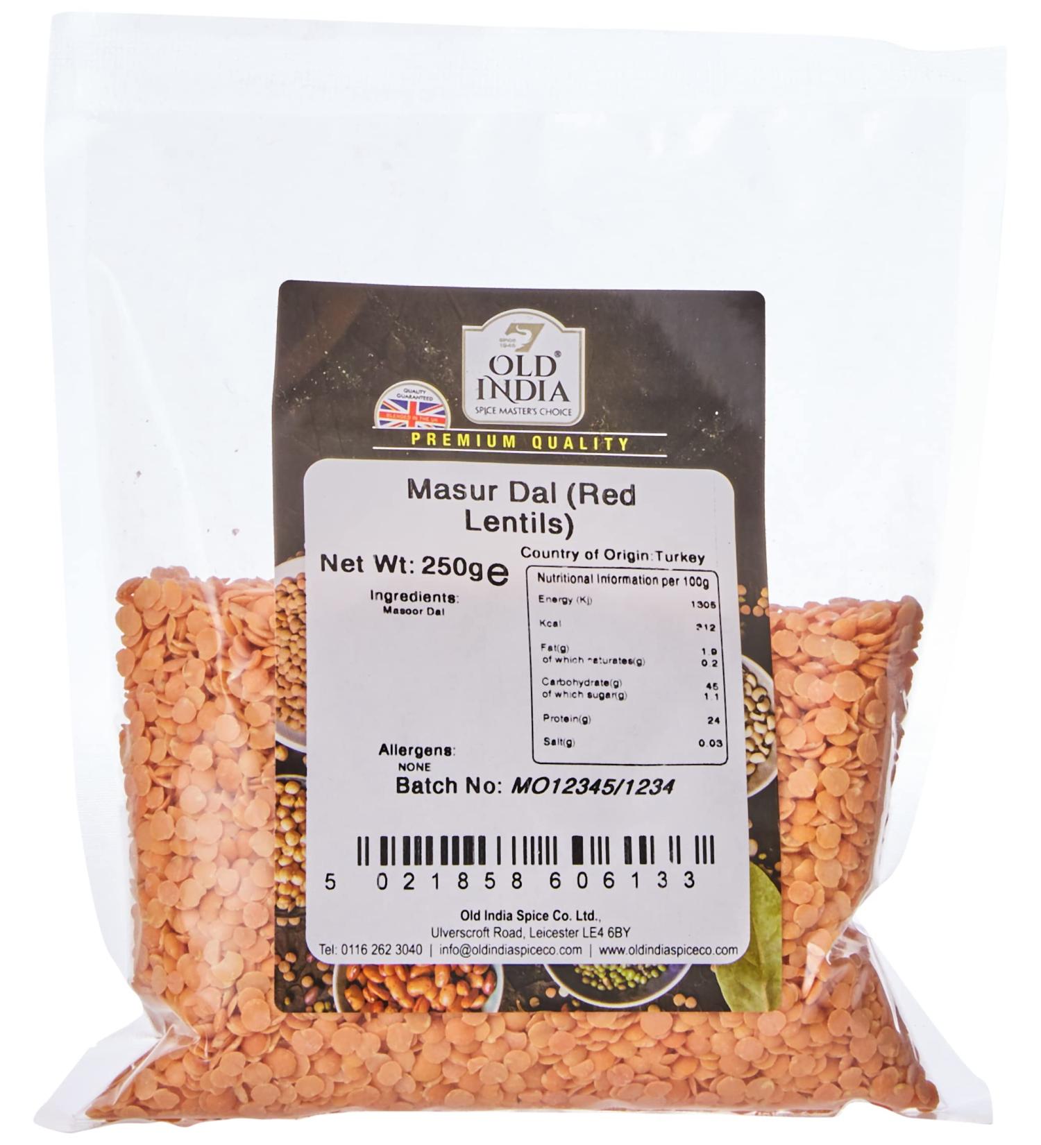 Old India Masur Dal (Red Lentils) 250g - Premium Quality Lentils for Delicious Meals - Buy Online on GoSupps.com