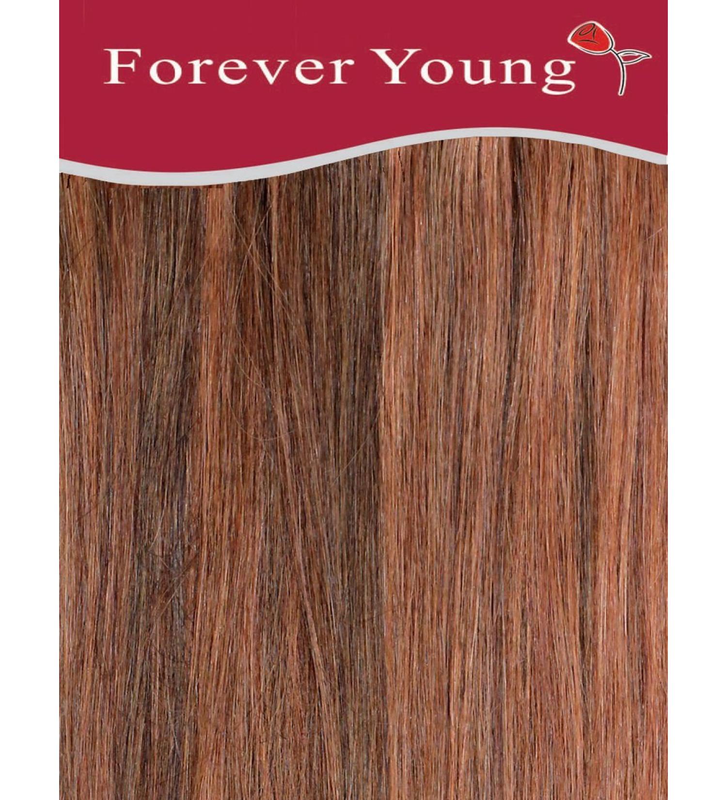 Forever Young Clip In Remy Human Hair Extensions Half Head 40g 18" Length Auburn Brown Mix