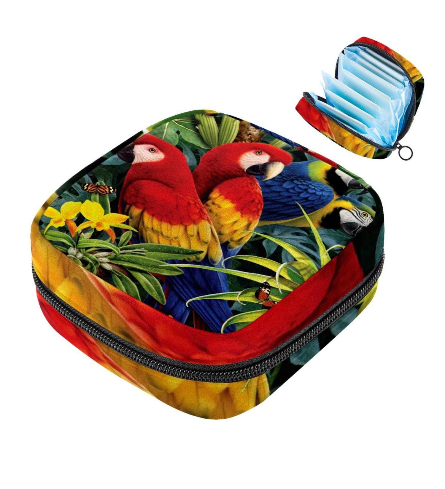 Parrots in the Jungle Women's Bandages Storage Bag | Period Pocket for Teens & Women | Menstrual Cup & Breastfeeding Pad Holder - Buy Online on GoSupps.com