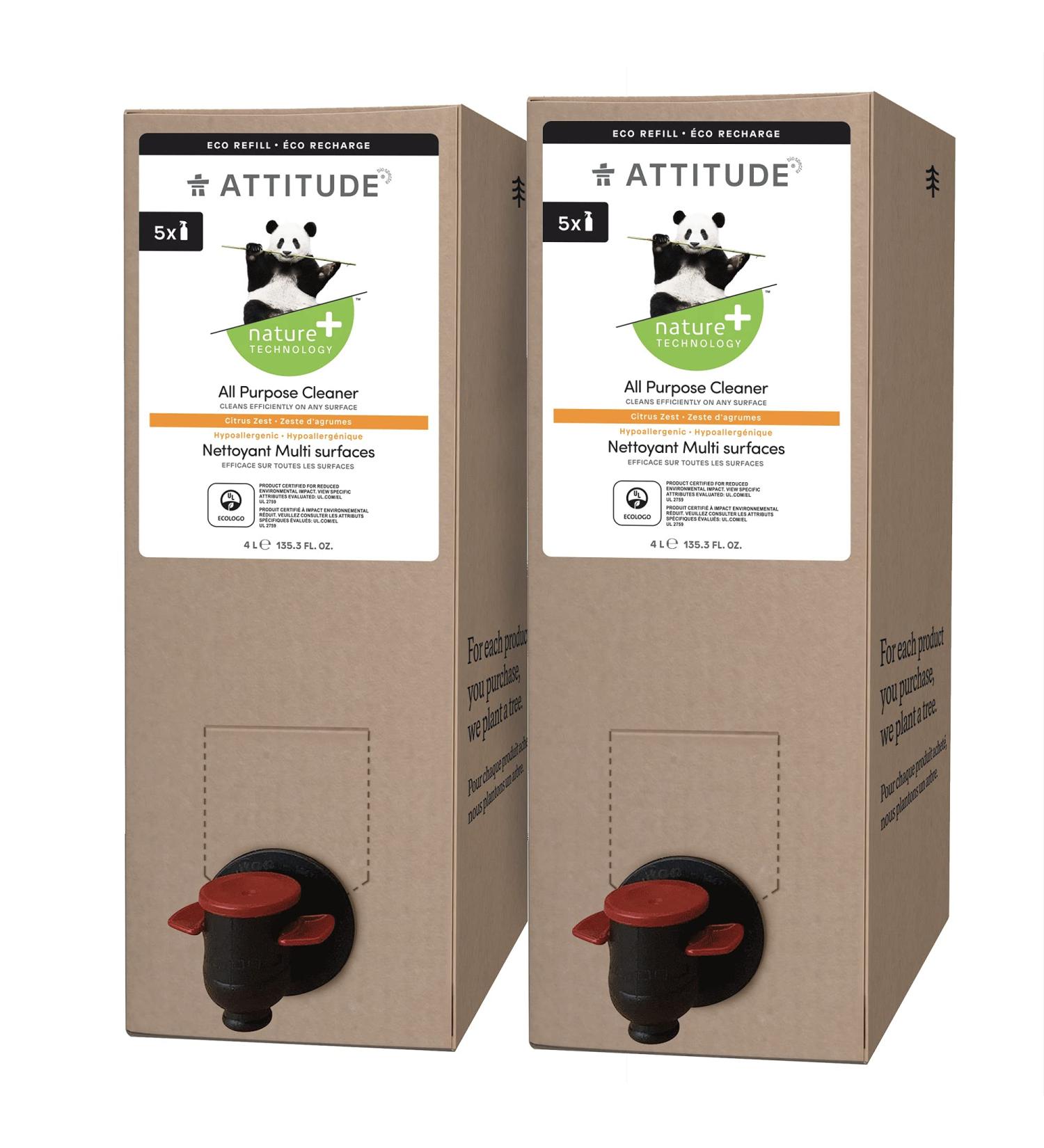 ATTITUDE All Purpose Cleaner - EWG Verified Vegan & Naturally Derived Multi-Surface Spray Citrus Zest Bulk Refill (2 Pack 135.26 Fl Oz) - Eco-Friendly Cleaning Solution - Buy Online on GoSupps.com