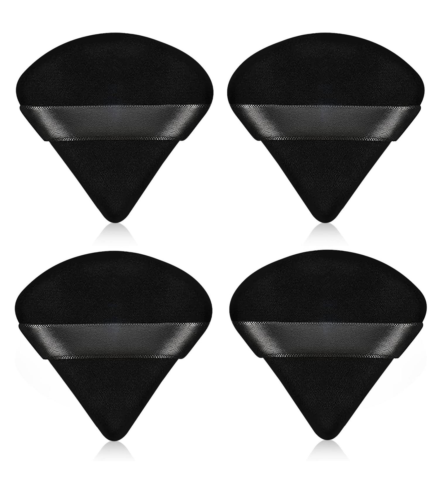 Pimoys 4-Piece Powder Puff Set for Face and Body Makeup - Velour Triangle Puffs for Loose Powder, Foundation, and Setting Powder - Wet and Dry Beauty Tool in Black - Buy Online on GoSupps.com