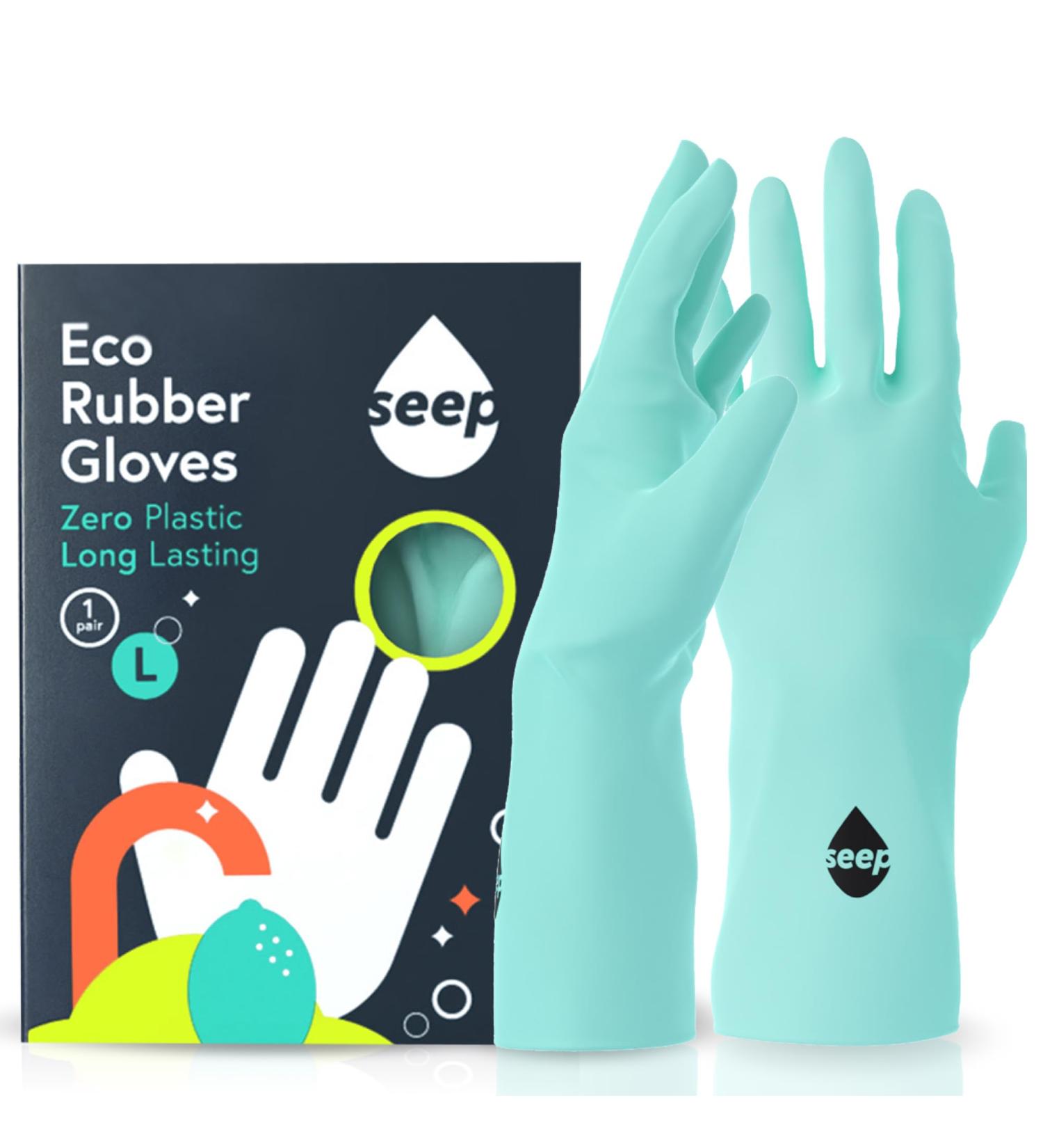 SEEP Eco Large Rubber Gloves - Compostable Kitchen Washing Gloves (1 Pair) - Buy Online on GoSupps.com
