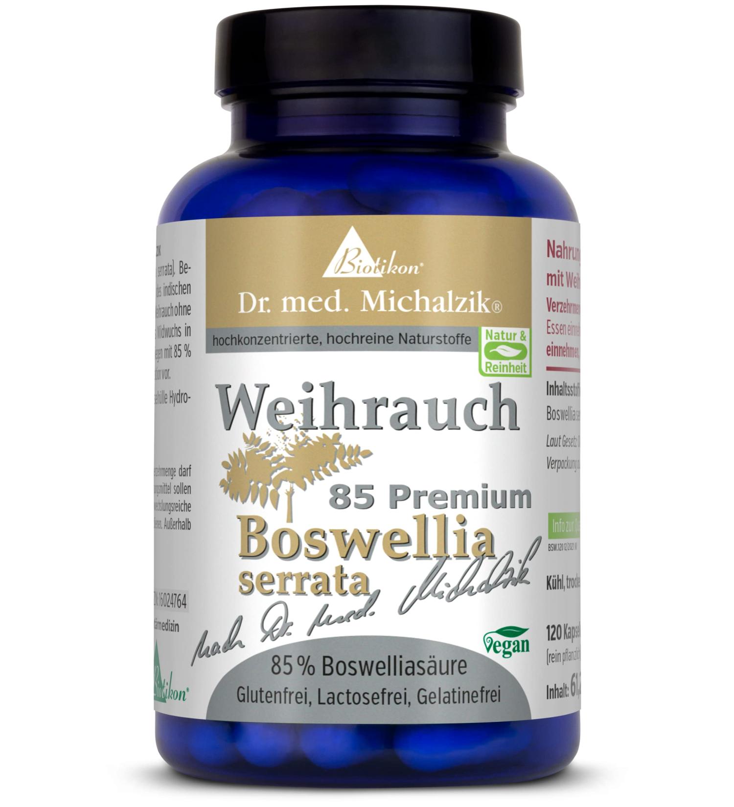 Buy Fair Dr. med. Michalzik Boswellia Serrata 400 mg - High-Dose Frankincense Tablets with 85% Boswelliasic Acid - 100% Indian Frankincense - Additive-Free from Biotikon for International Shipping - Buy Online on GoSupps.com