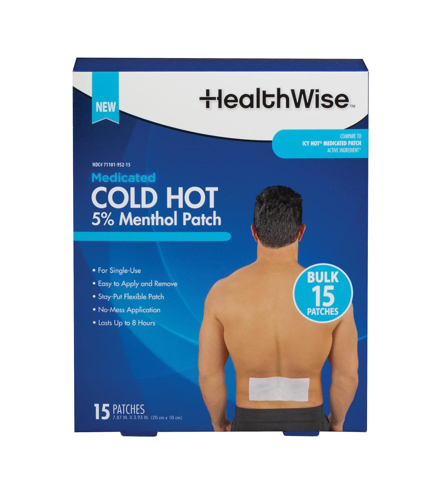 HealthWise 5% Menthol Cold/Hot Medicated Patch 15 Count