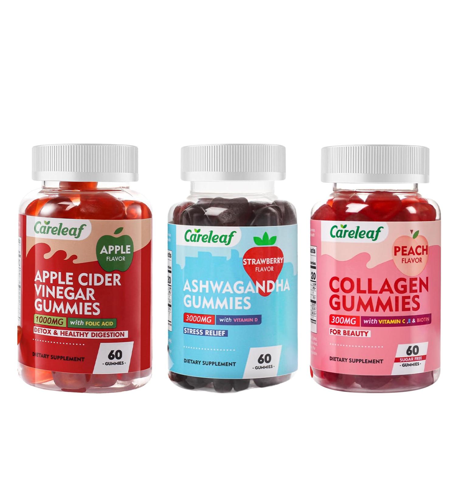 careleaf Collagen Gummies,Apple Cider Vinegar Gummies and Ashwagandha Gummy - Buy Online on GoSupps.com