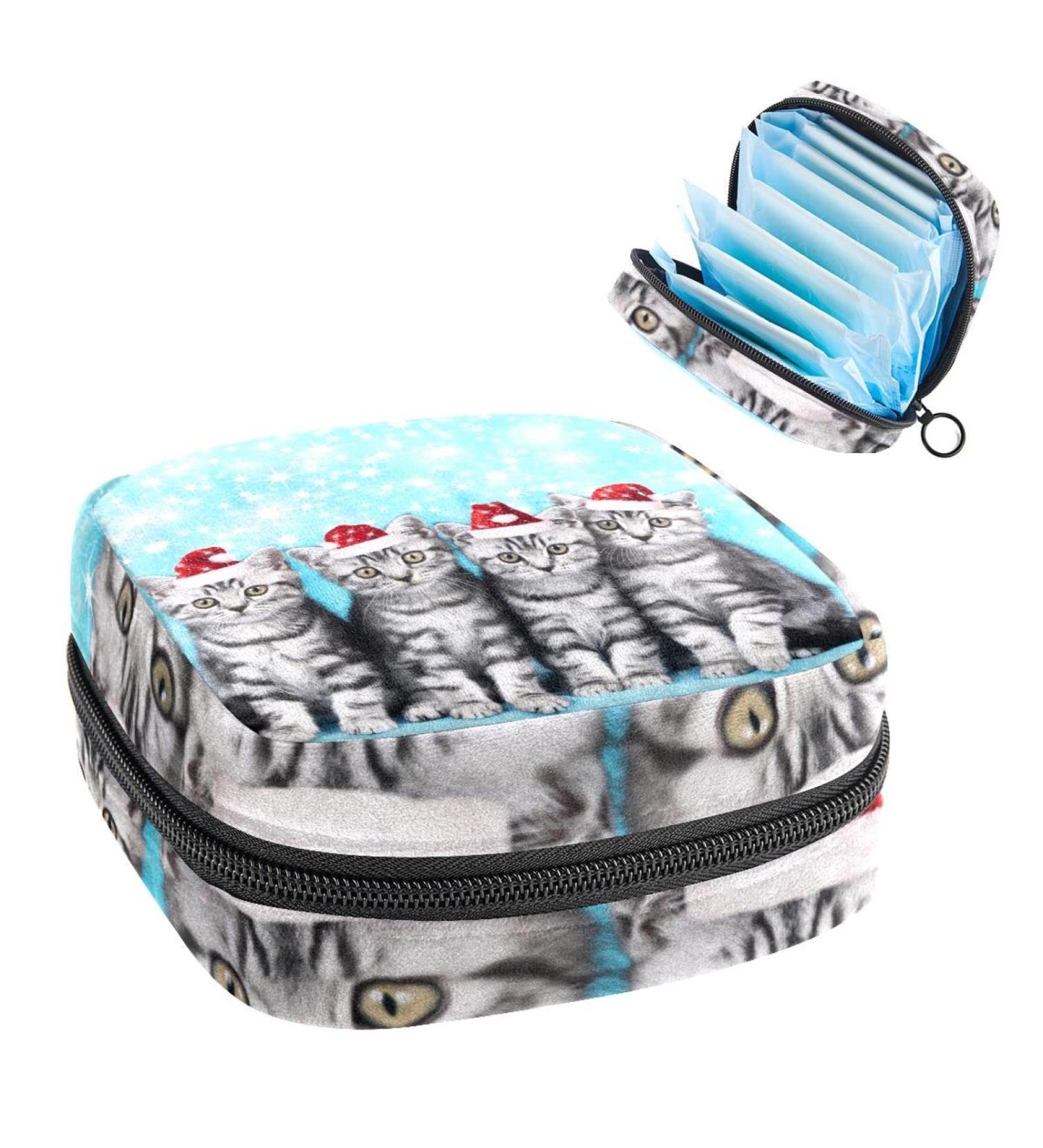 Anna Cowper Cute Cats Red Christmas Hat Sanitary Napkin Storage Bag - Multi-colored 11 - Buy Online on GoSupps.com