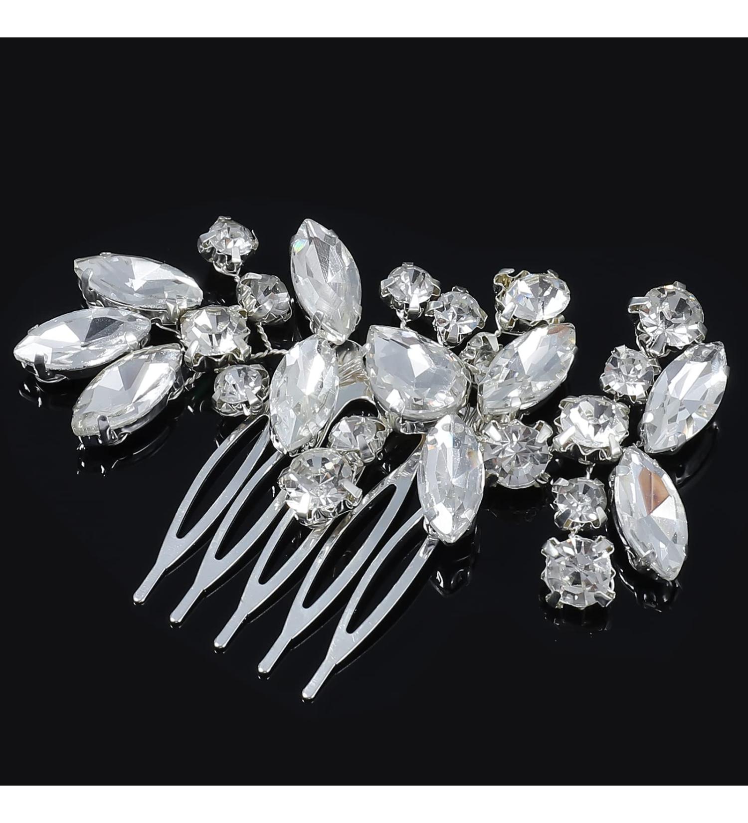 Xinzistar Wedding Hair Clips Bride Hair Clip Comb Bridal Bridesmaid Wedding Hair Accessories for Women Girls Diamante Silver Hair Clips Jewels Rhinestone Hair Clip Accessory for Bridesmaids - Buy Online on GoSupps.com