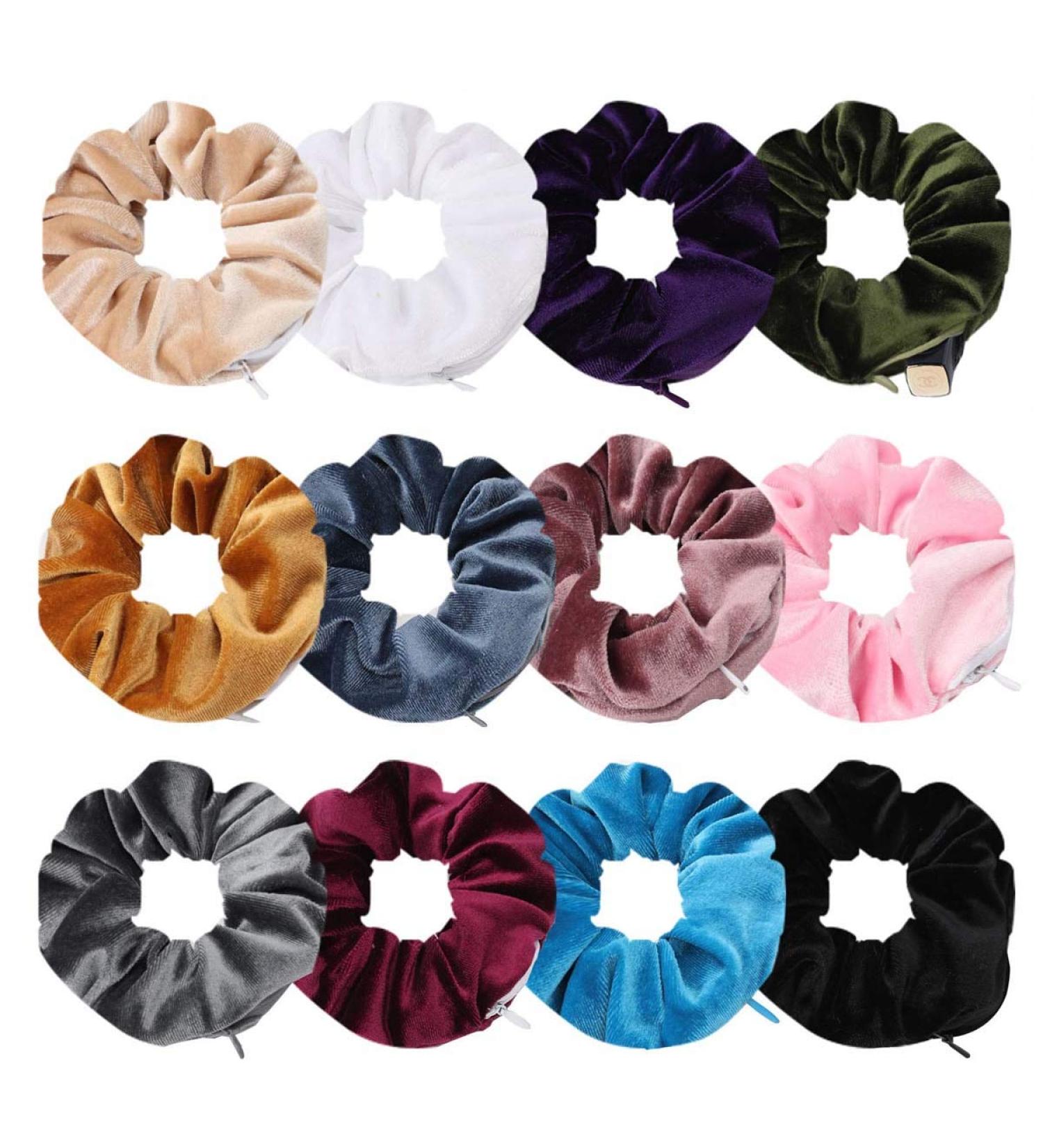 12-Piece Velvet Hair Rubber Bands with Zip Pocket - Stylish Elastic Hair Ties for Women & Girls | Perfect Gift & Hair Accessories - Buy Online on GoSupps.com