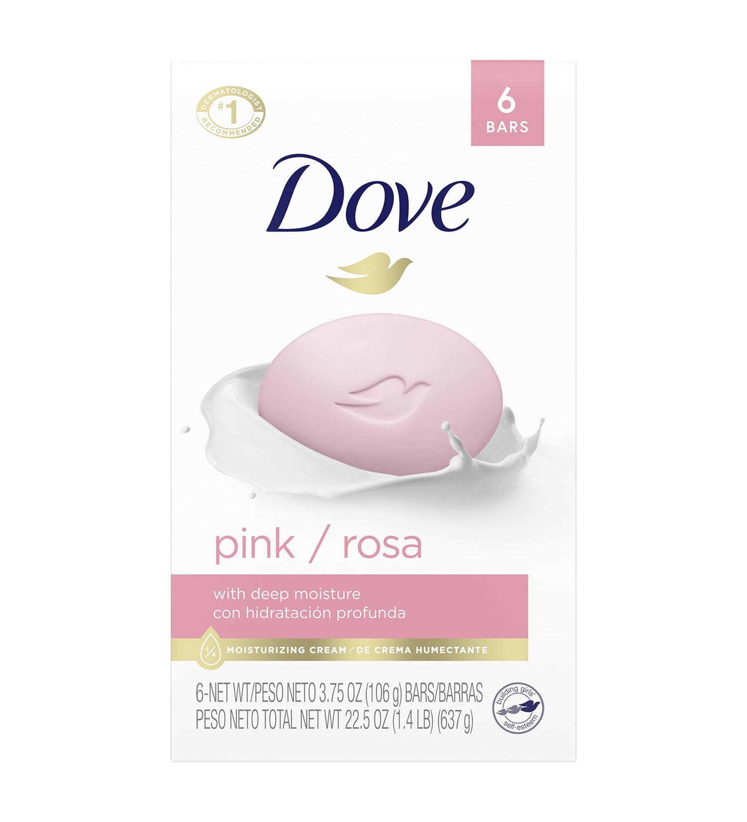 Dove Beauty Bar Gentle Cleanser for Softer, Smoother Skin - Pink, More Moisturizing Than Ordinary Bar Soap - 6 Count - Buy Online on GoSupps.com