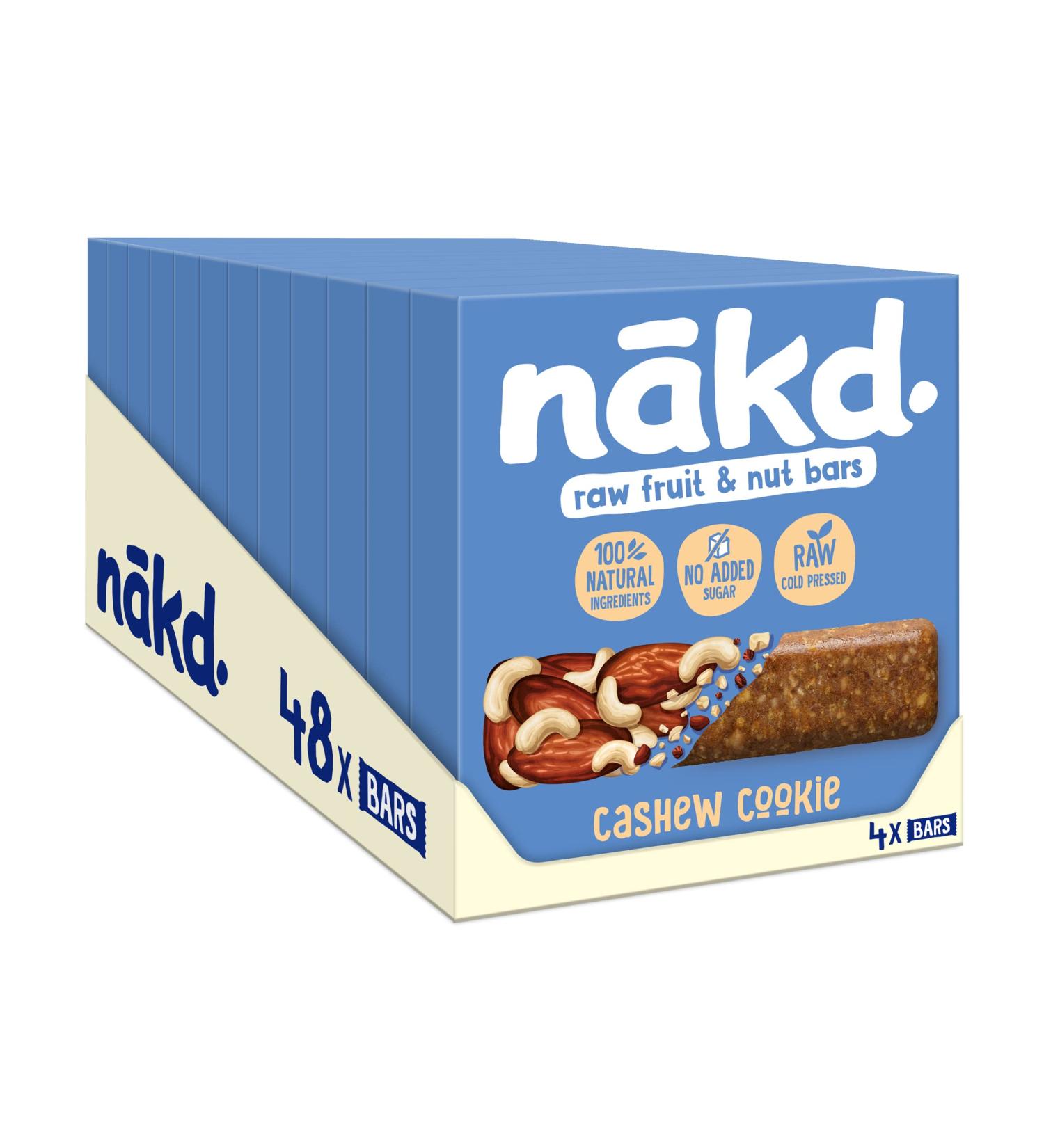 Nakd Cashew Cookie Fruit & Nut Bars - Vegan, Gluten Free, Healthy Snack - 35g x 48 - Buy Online on GoSupps.com