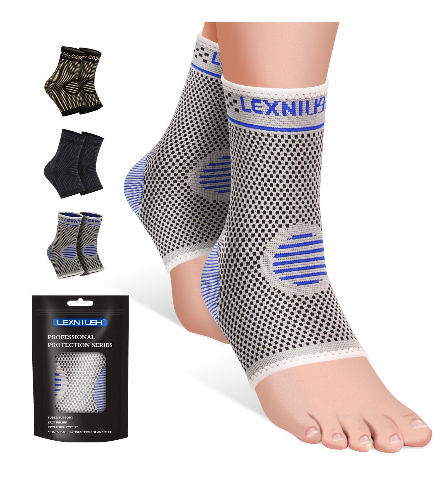 2 Pack Ankle Support for Sprained Ankle Plantar Fasciitis Relief Achilles Tendonitis Support Ankle brace Support for Men & Women Ankle Compression Socks Support for Ligament Damage Sports M Grey - Buy Online on GoSupps.com
