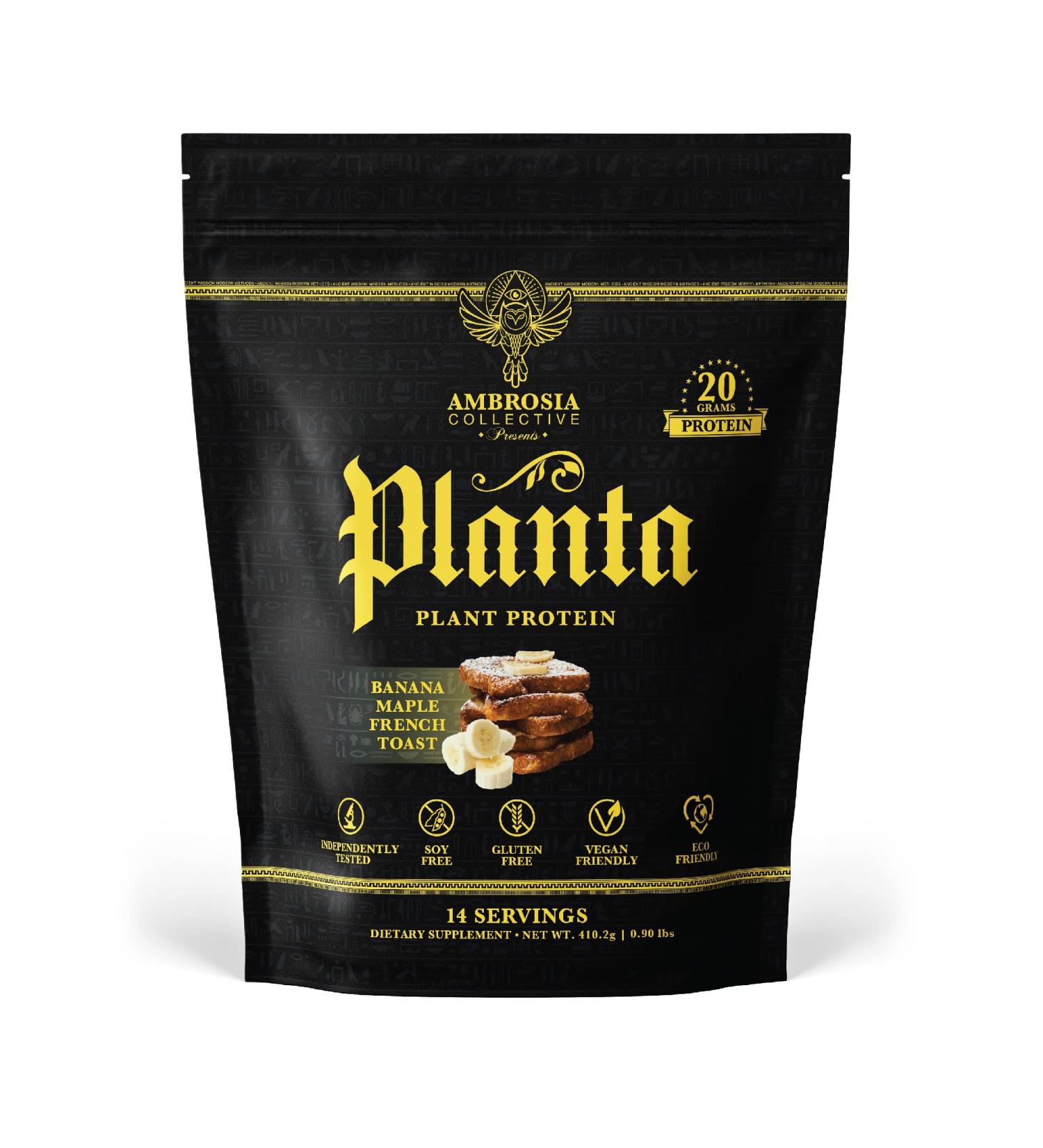 Ambrosia Planta - Premium Plant-Based Protein | Vegan & Keto Friendly | Gourmet Flavors with No Bloating or Stomach Upset | No Added Sugar | 14 Servings | (Banana Maple) - Buy Online on GoSupps.com