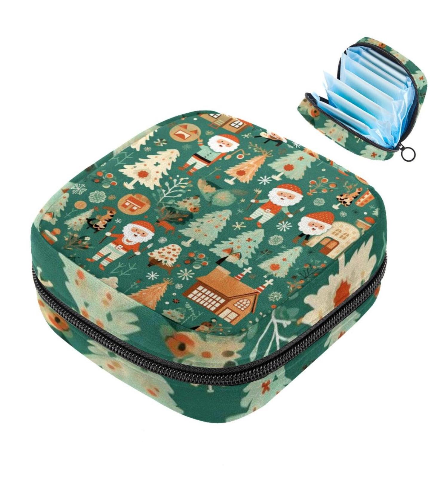 Muooum Menstrual Pad Bag - Stylish Zip Taming Bag for Tampons | Christmas Candy Rod Pattern | 1 Count (Pack of 1) - Perfect for Women & Girls - Buy Online on GoSupps.com