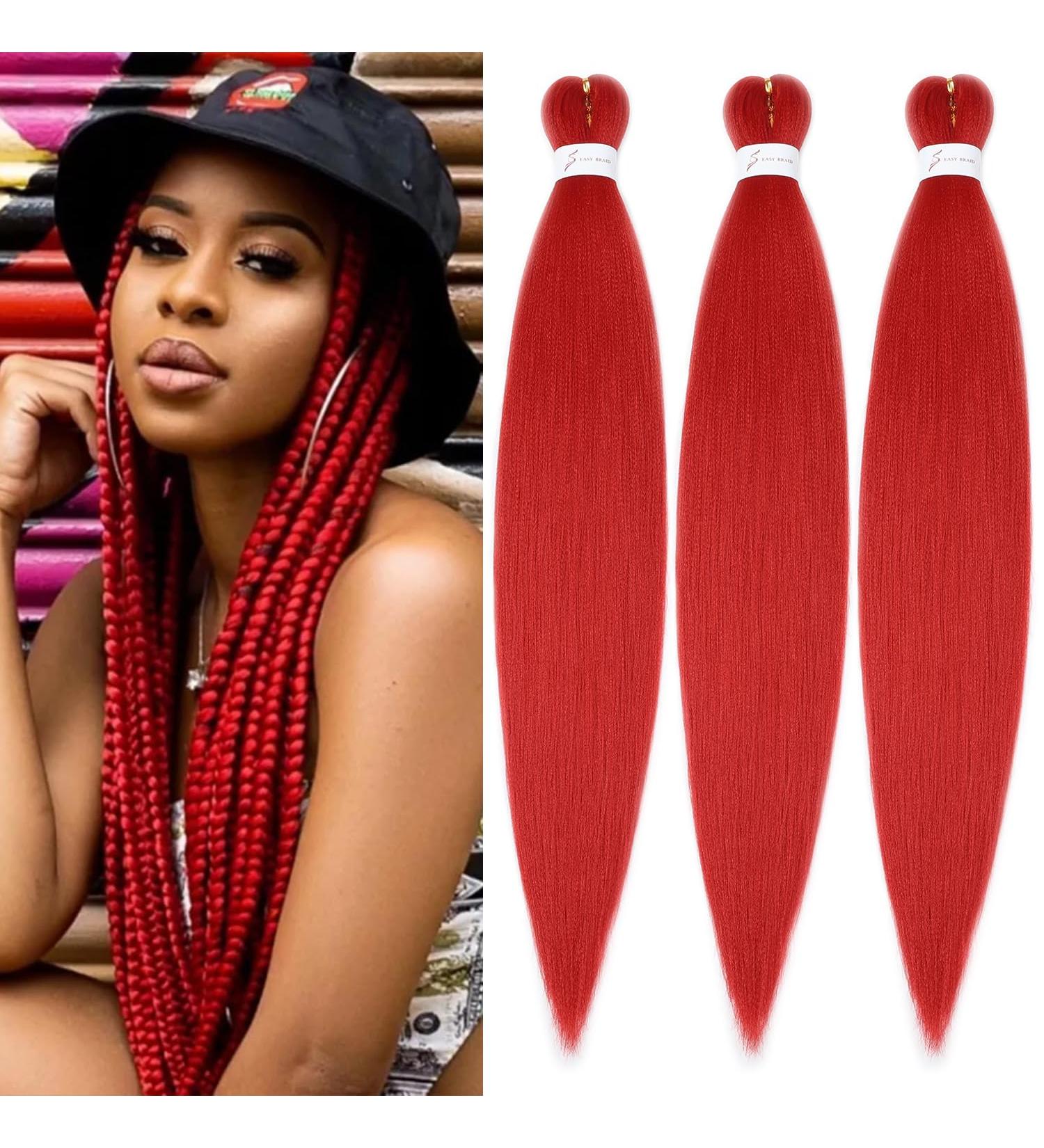 YDDM PRE Stretched 26 Inch Red Braiding Hair Extensions - 3 Packs Jumbo Kunsthaar for Braid Styles - Buy Online on GoSupps.com