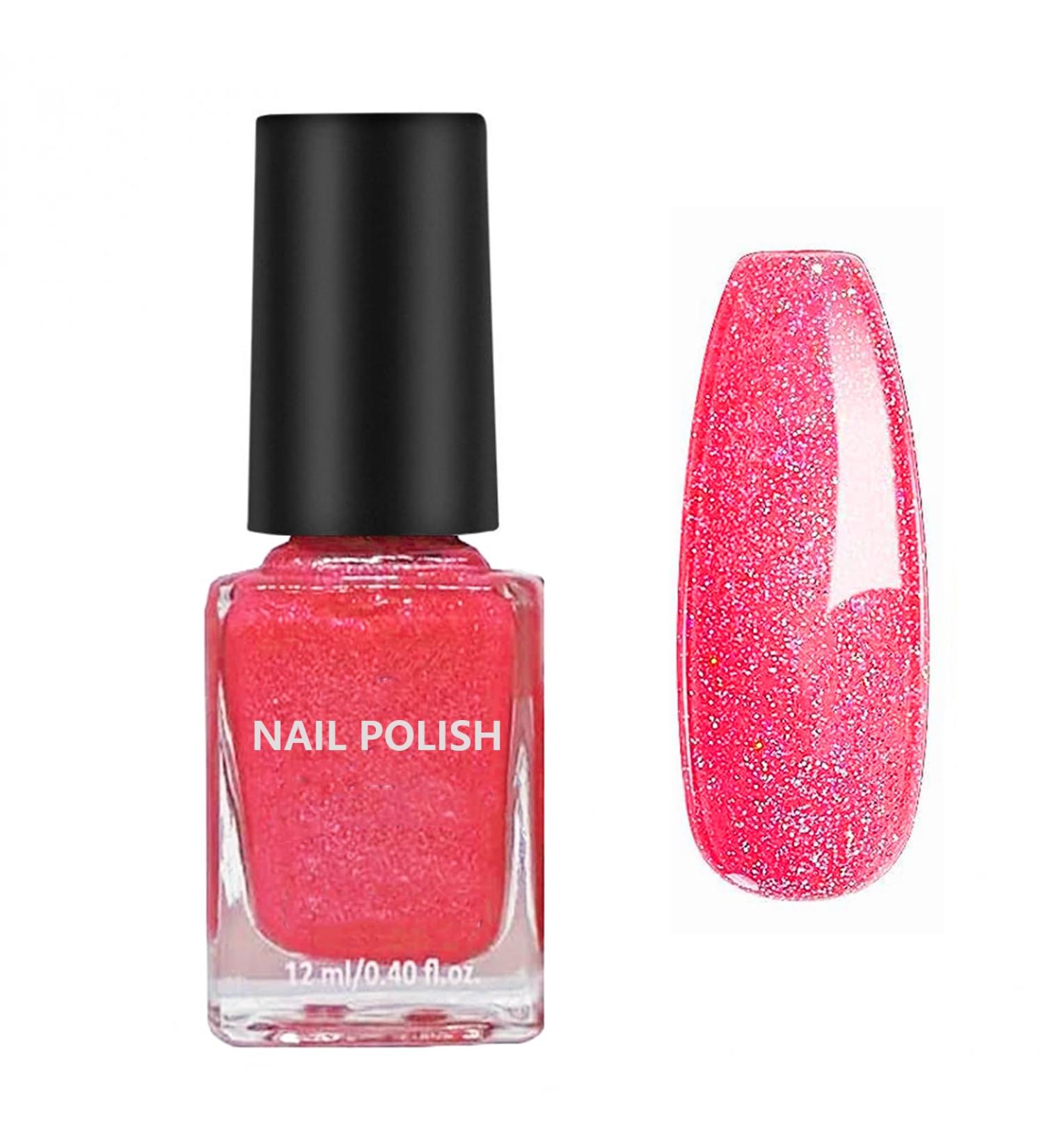 Glitter Nail Polish - Quick Dry Nail Varnish - Red Nail Polish - Vegan Long Lasting No Need Cure 7 Days Lasting No Need Baking Nail Art - Buy Online on GoSupps.com