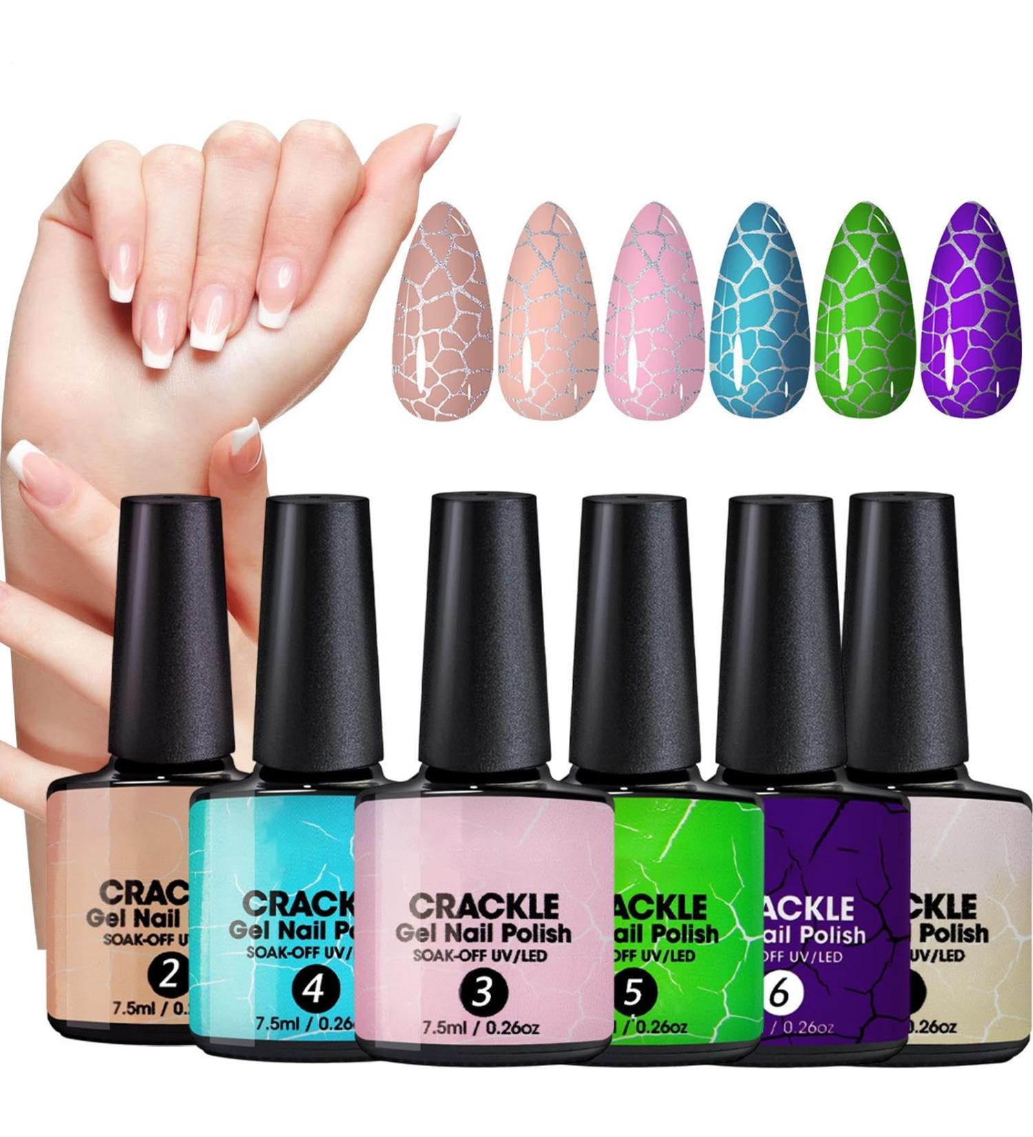 Crackle Gel Nail Polish Kit | UV LED Lamp for Women's Crackle Gel Nail Polish Smooth Texture Convenient for Travel School and Home - Buy Online on GoSupps.com
