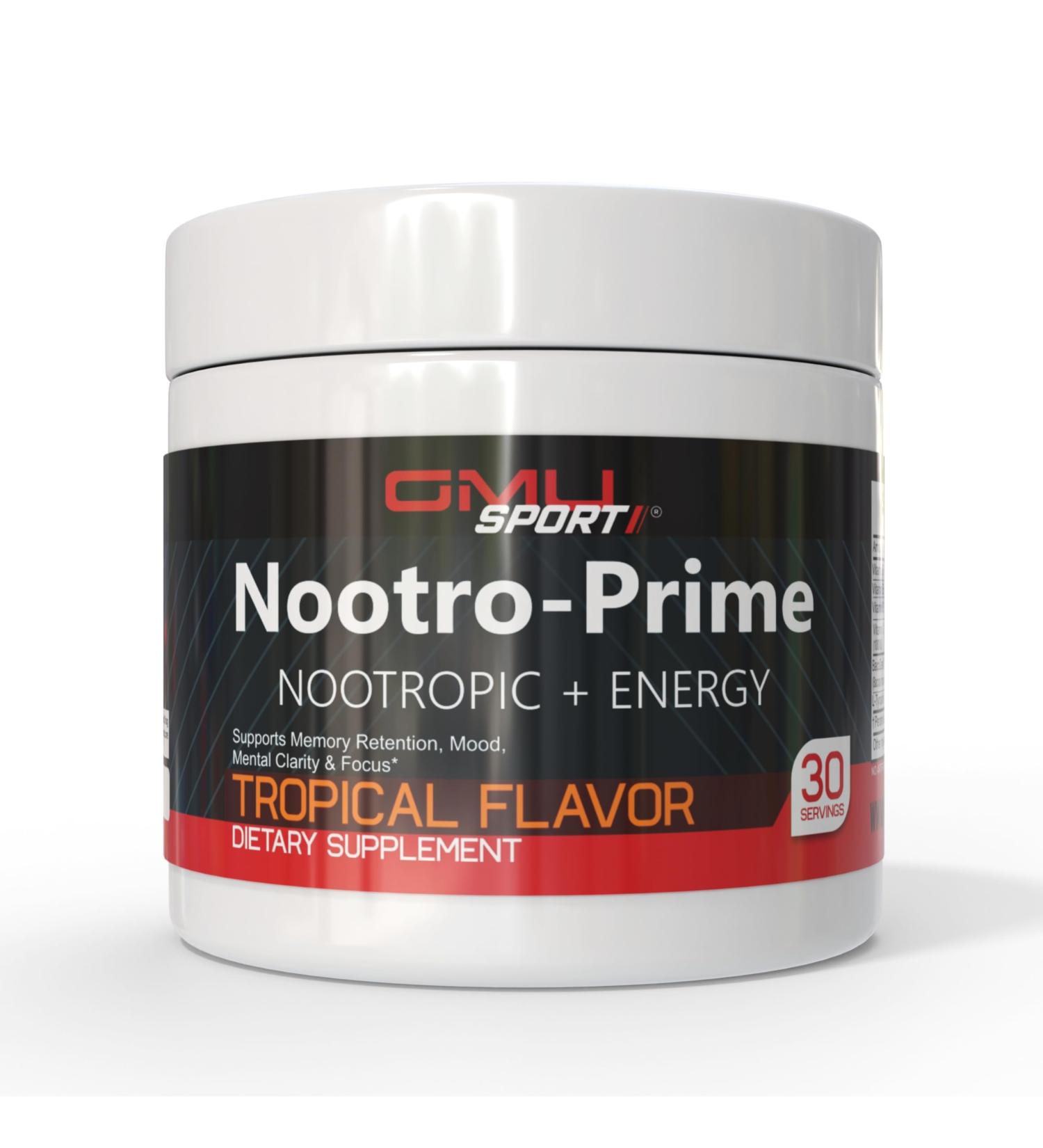 Nootro-Prime Brain Boost - Focus Brain Supplement - Mushroom Supplement Powder with Alpha GPC Nootropic Brain Supplements for Memory and Focus with Lions Mane 30 Servings Tropical Flavor Tropical 4.7 Ounce (Pack of 1) - Buy Online on GoSupps.com
