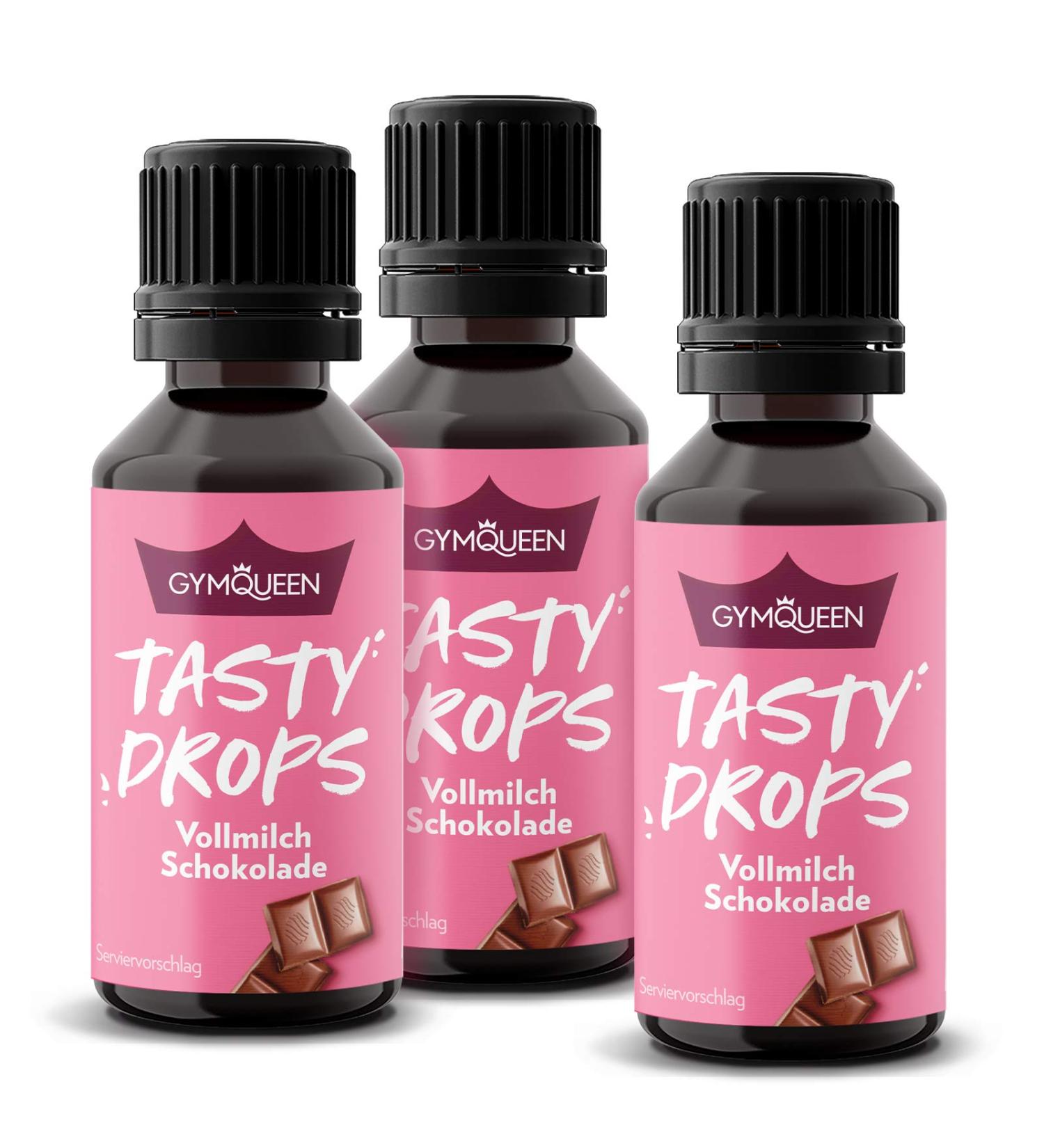 GymQueen Tasty Drops Milk Chocolate - Calorie-Free Flavor Drops (Pack of 3 3x30ml) for eCommerce Success - Buy Online on GoSupps.com