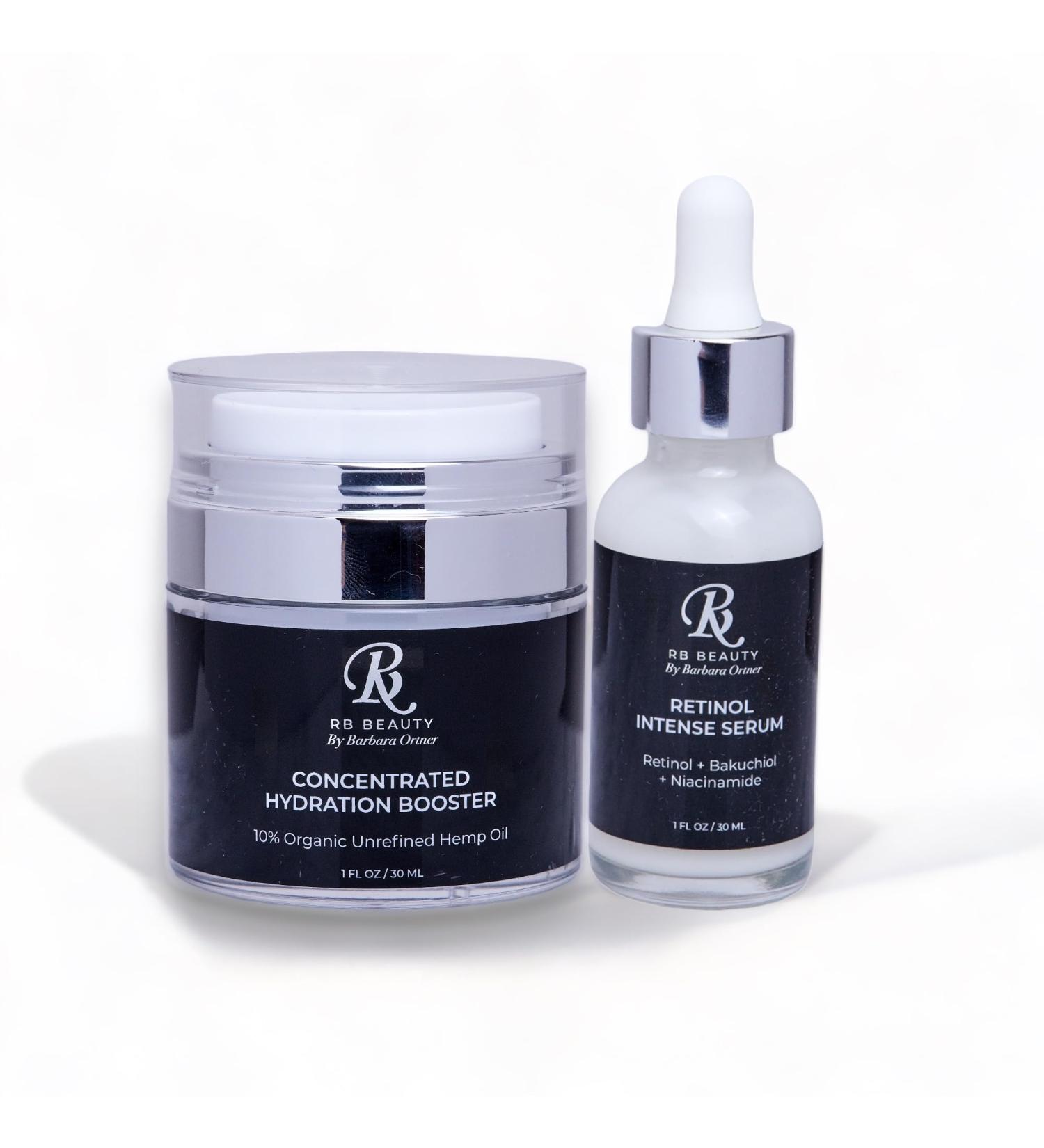 RB Beauty Night Combo: Retinol Intense Serum & Hydration Boost Moisturizer | Organic Hemp Seed Oil & Antioxidants for Glowing Skin - Buy Online on GoSupps.com