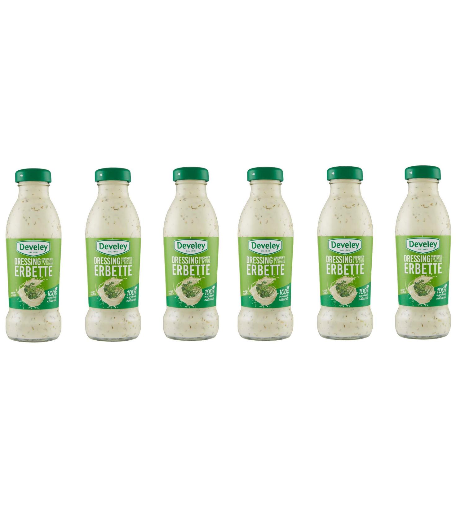 6x Develey Dressing Embedded herb sauce herb sauce table sauce 100 natural ingredients glutenfree glass bottle 230 ml