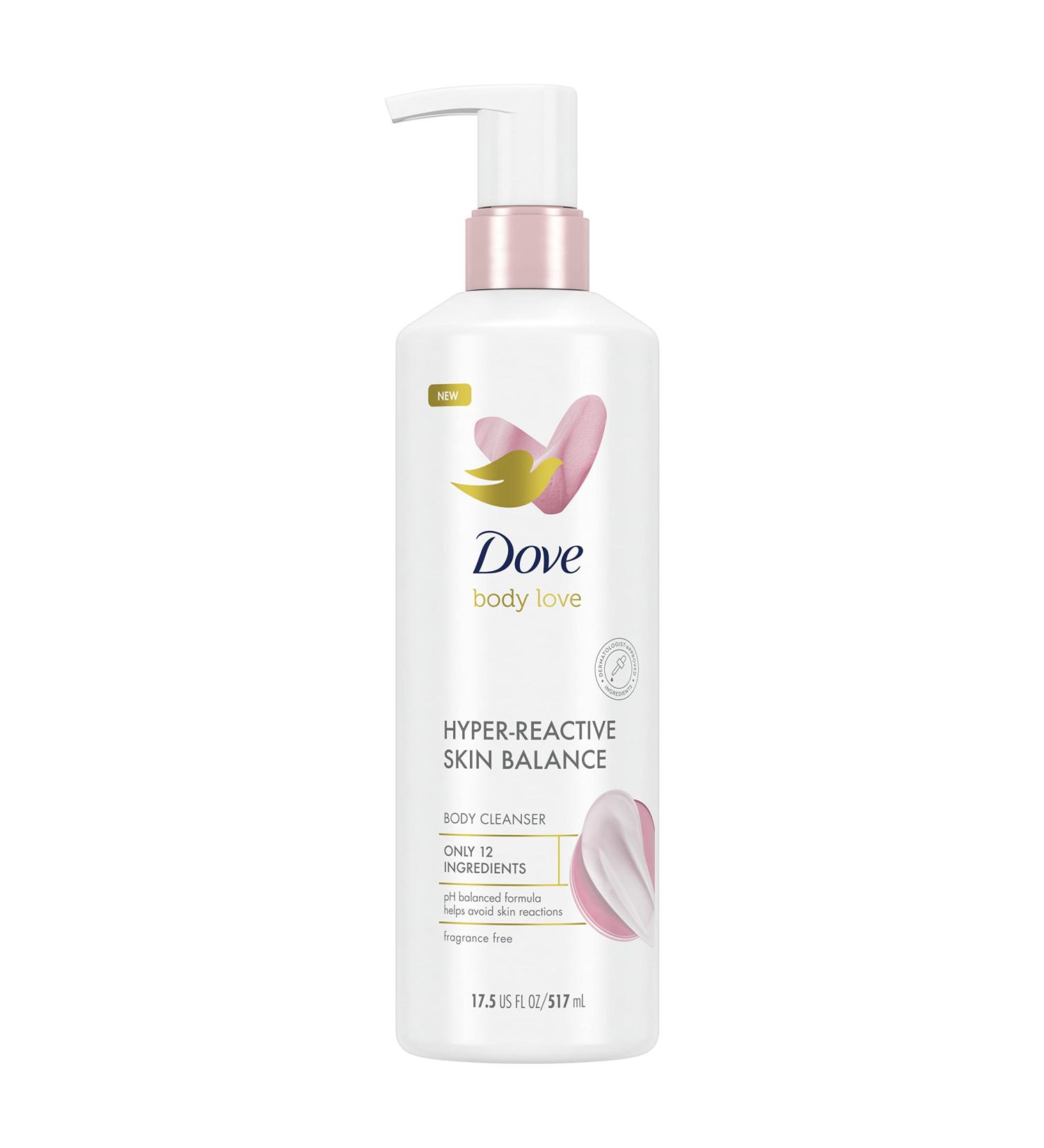 Dove Body Love Body Cleanser for Hyper-Reactive Skin | Fragrance-Free & 12 Ingredients | 17.5 oz - Ideal for Ultra-Sensitive Skin - Buy Online on GoSupps.com