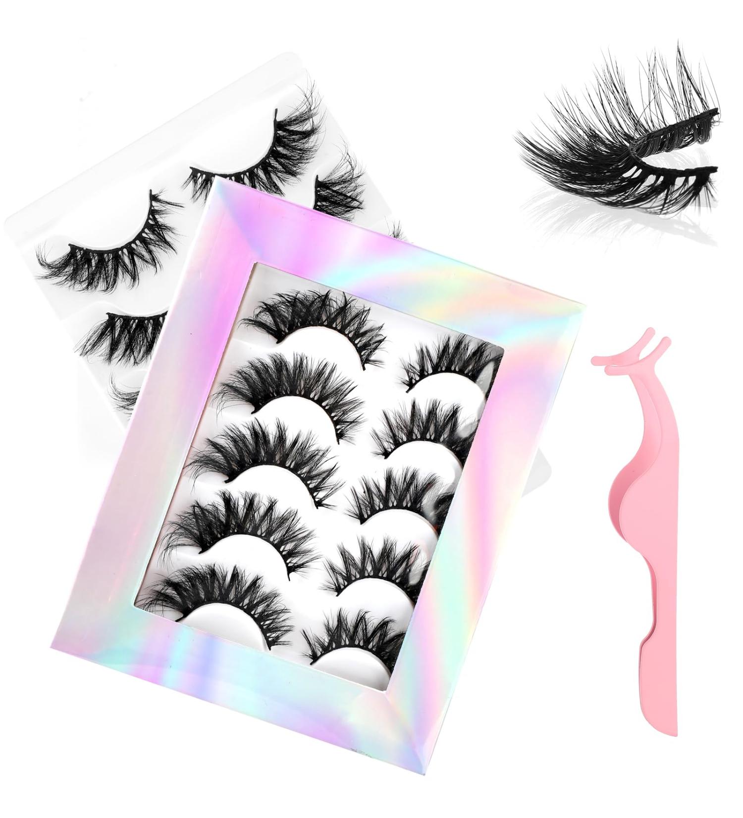 Lash Extension Kit - 10pcs Fluffy Wispy Fox Cat Eye & Volume Curly Strip Lashes for Natural Makeup & Cosplay | Lightweight Black Eyelashes - Buy Online on GoSupps.com