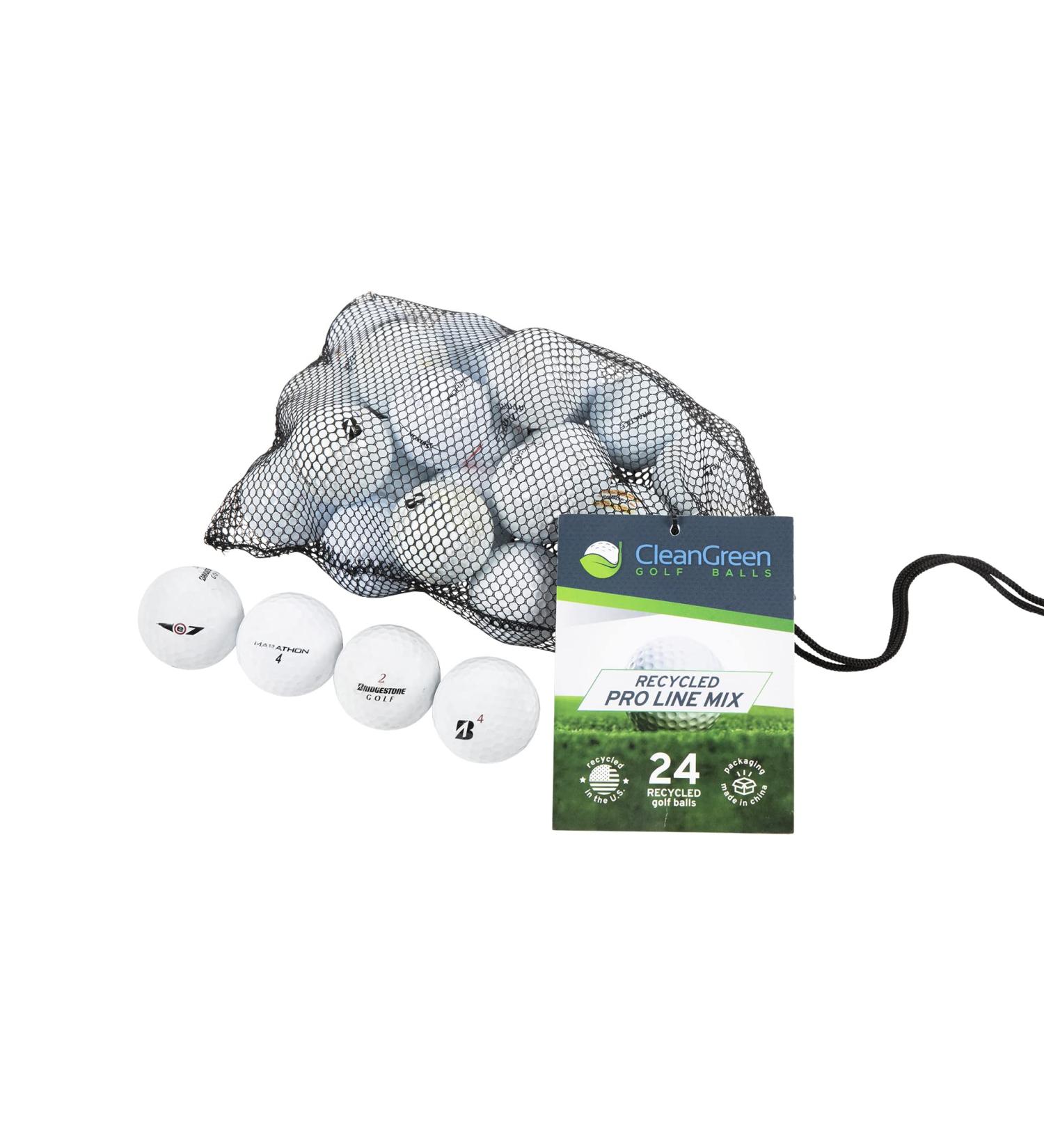 24 Pro Line Recycled Golf Balls Mix - Clean Green - Used Golf Balls Bulk - Includes Mesh Bag - Men and Women - Buy Online on GoSupps.com