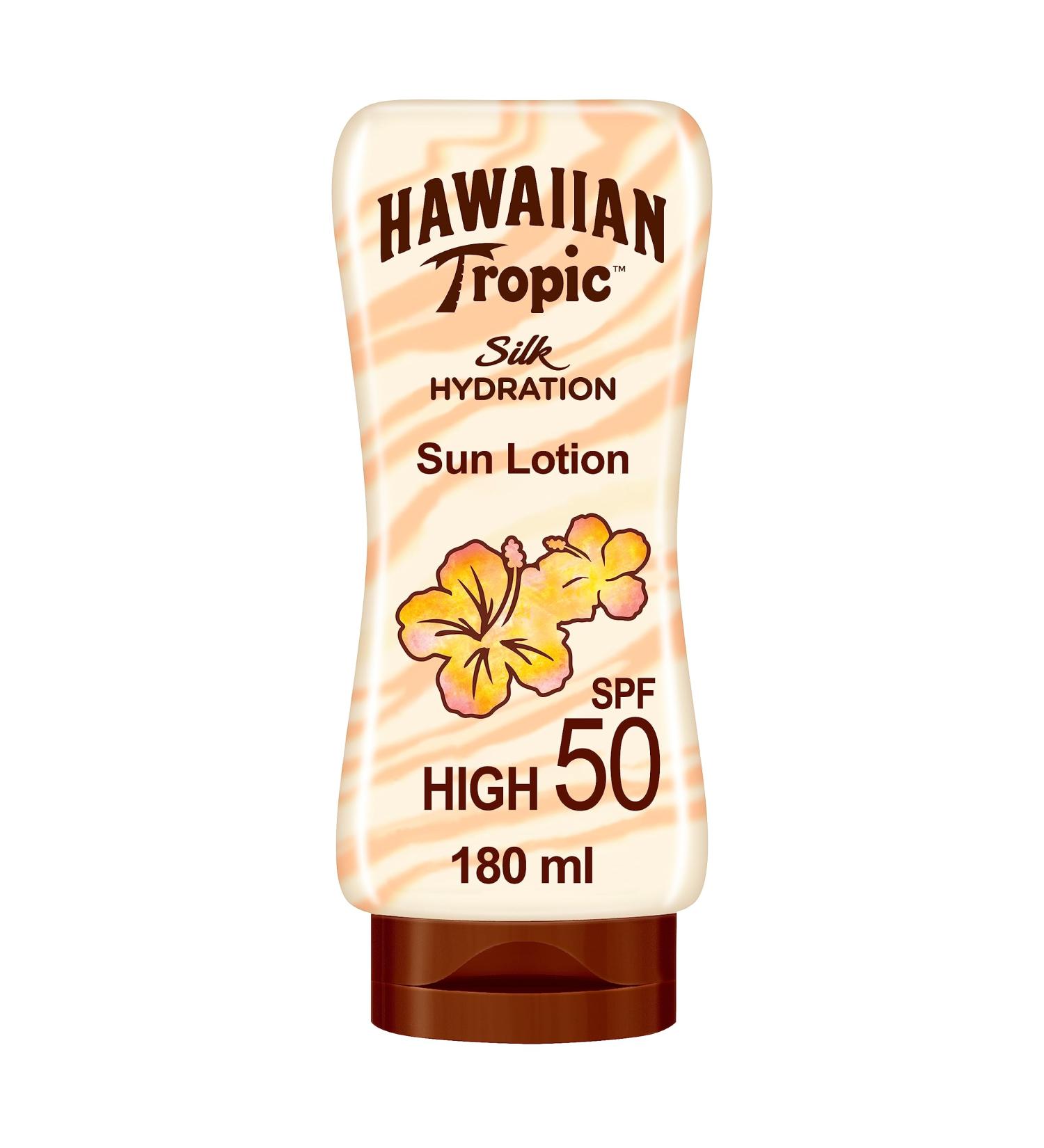 HAWAIIAN TROPIC - Silk Hydration | Protective Lightweight Sun Lotion SPF 50 | 180 ml - Buy Online on GoSupps.com